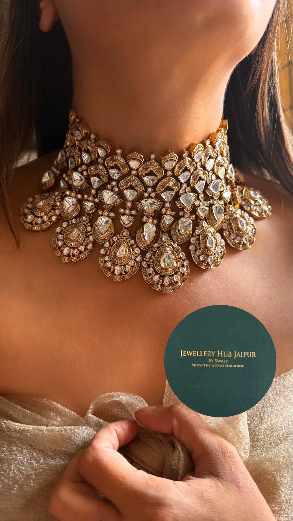 Real Moissanite bridal  asia choker Necklace(will be ready in seven days from the date of order)