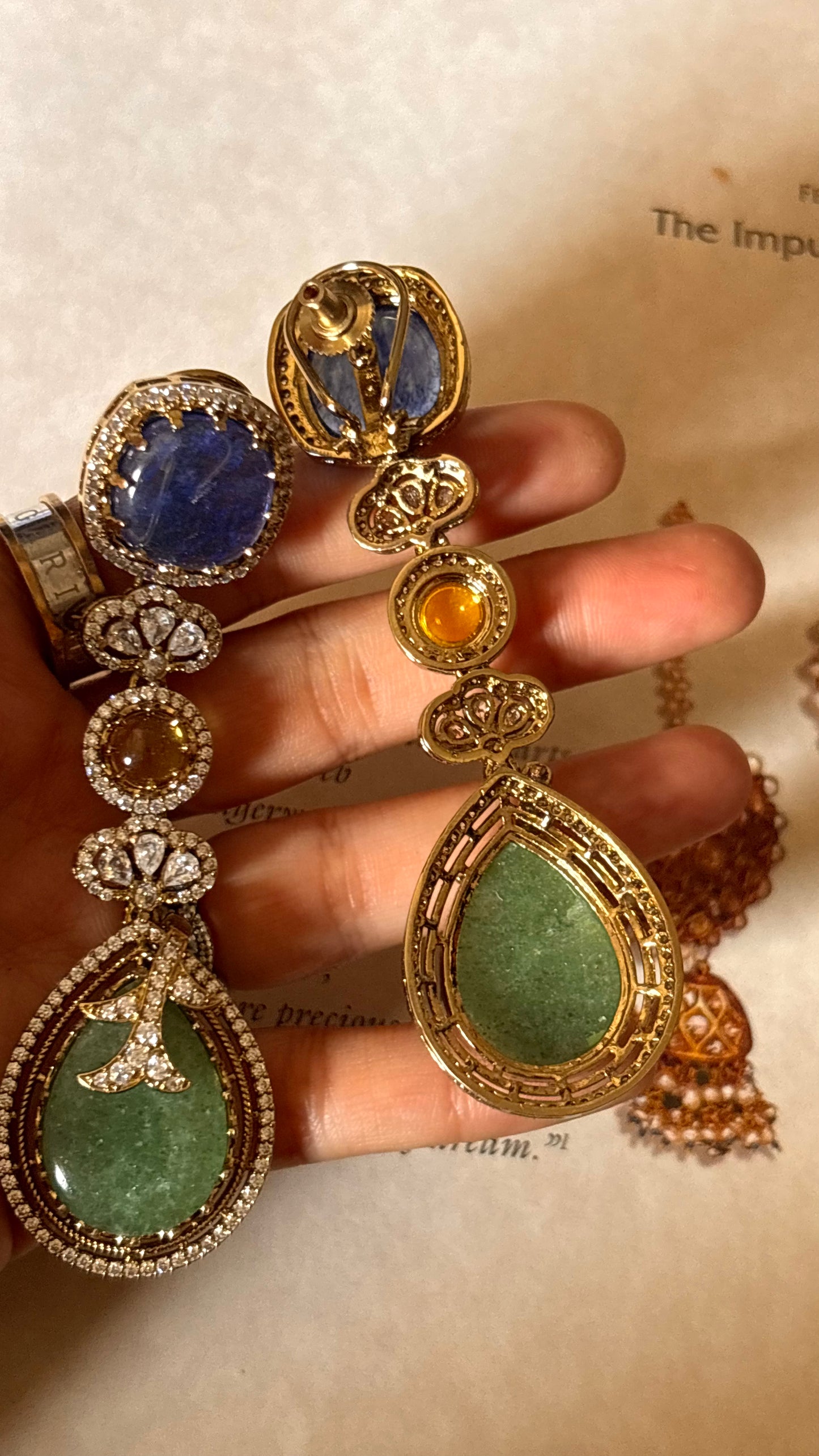 Sabya inspired  with emerald cz diamond Earrings