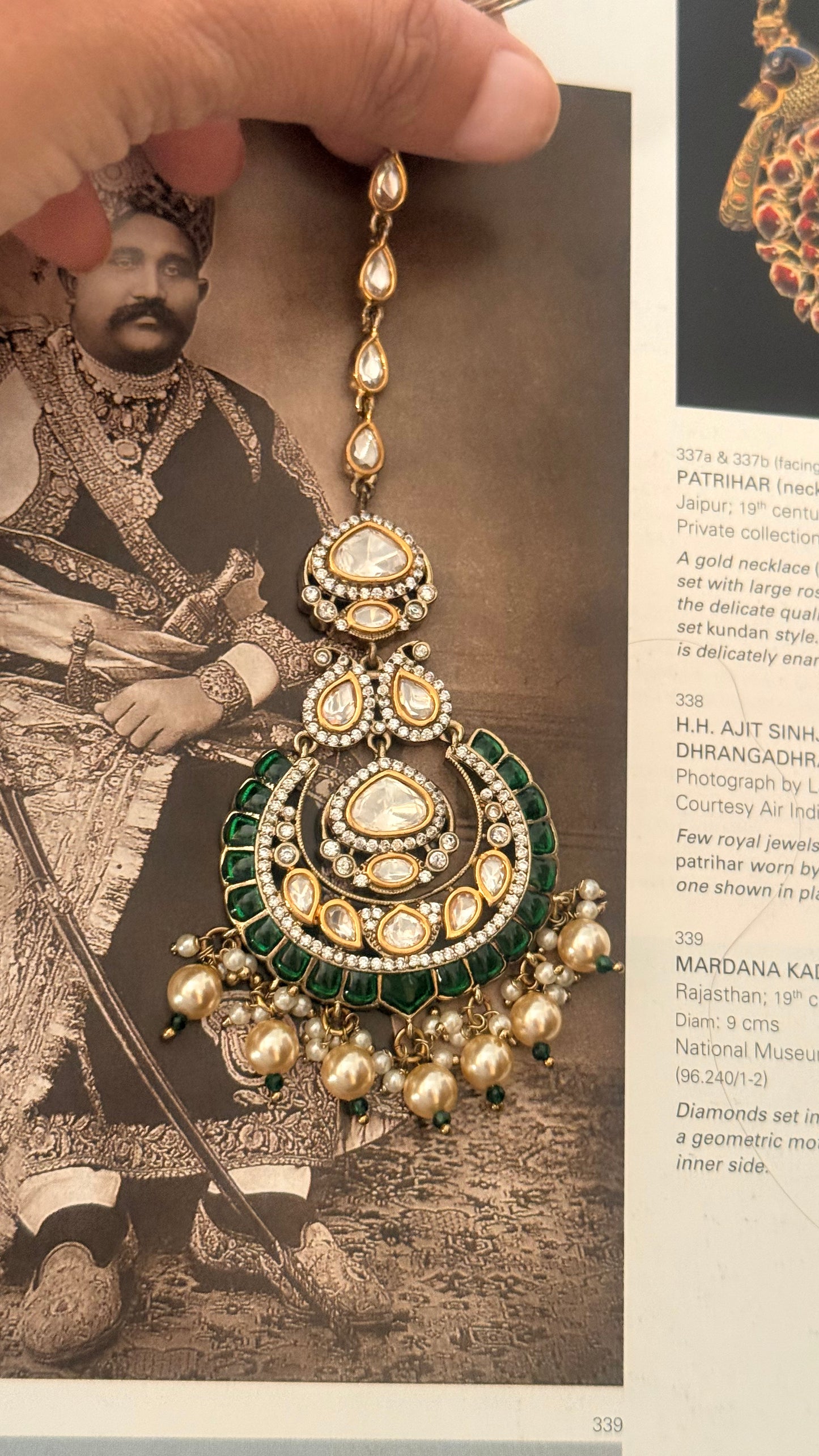 Emerald Victorian takkar work Chandbali maangtika