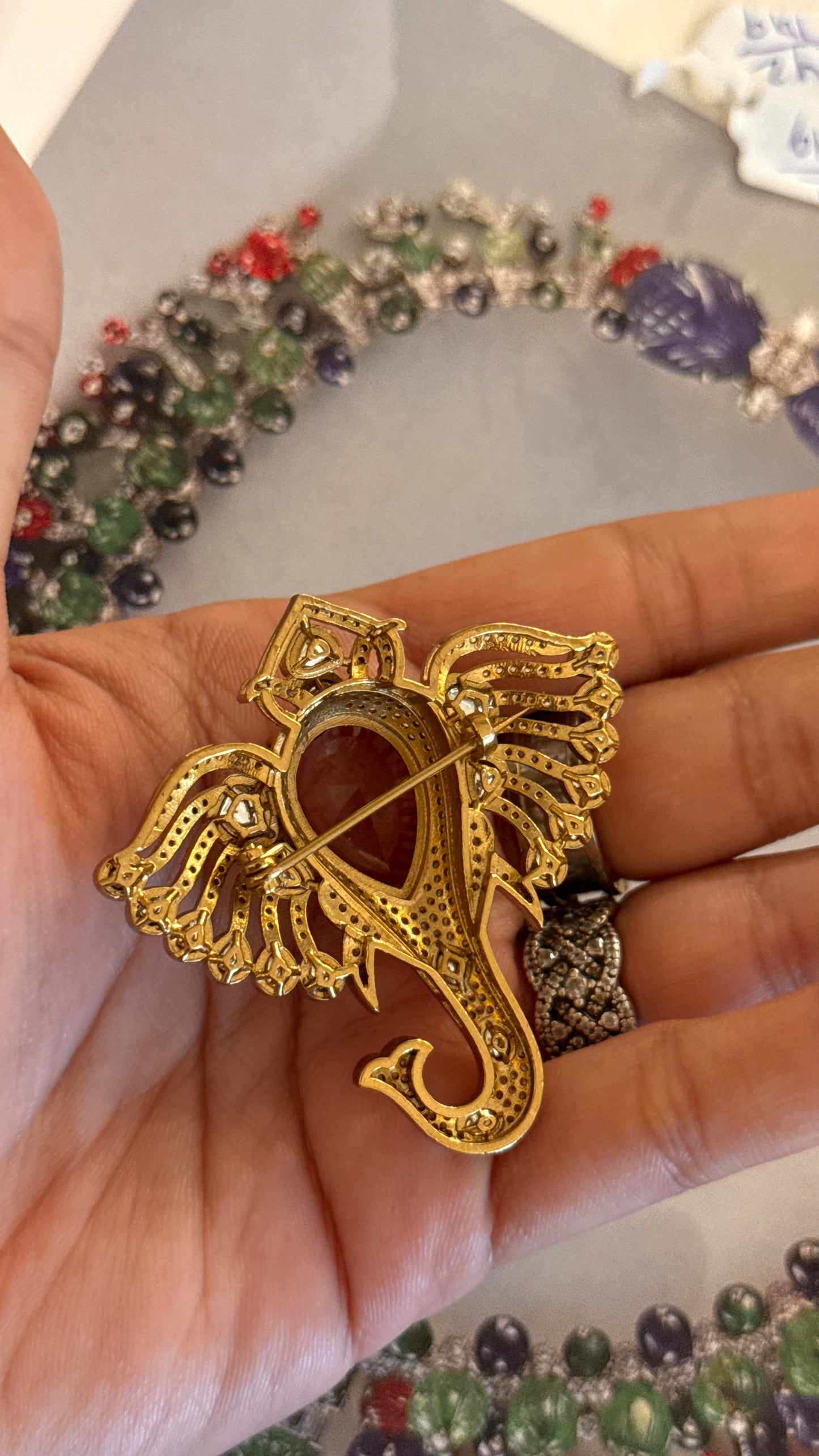 Gajanan inspired designer brooch  (champagne)