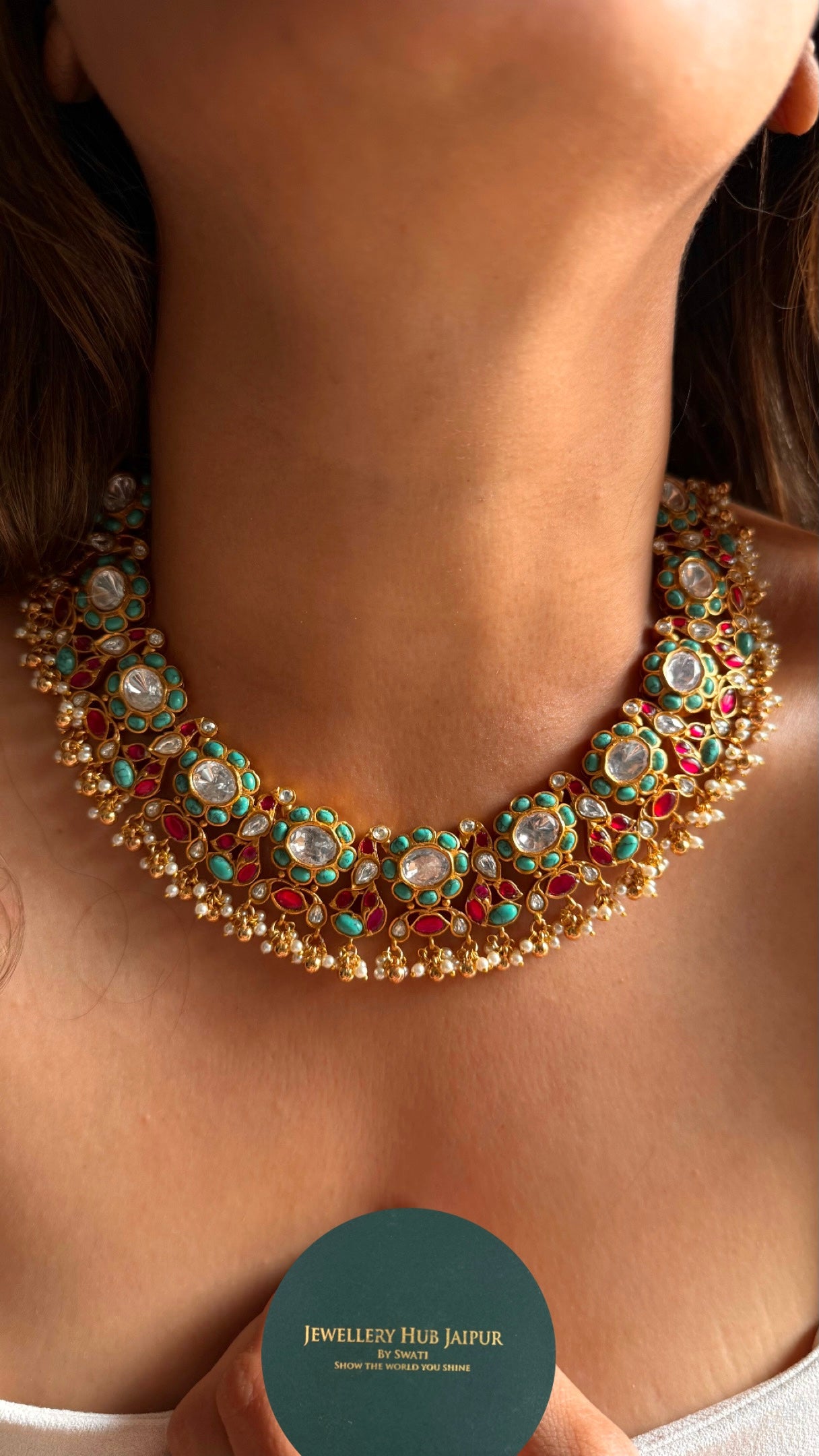 Ruby & firoza designer collar necklace