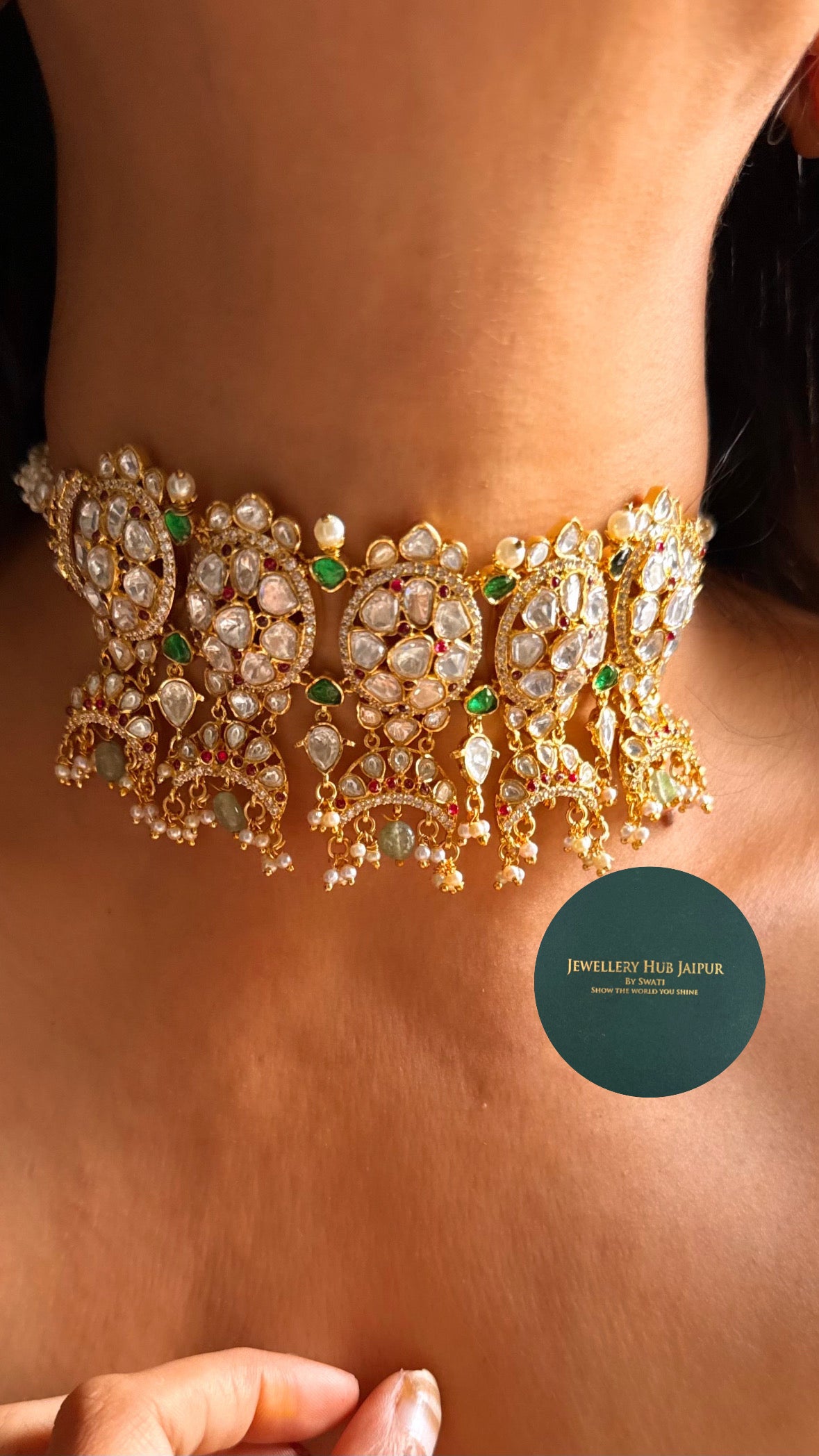 Emerald real moissanite choker set