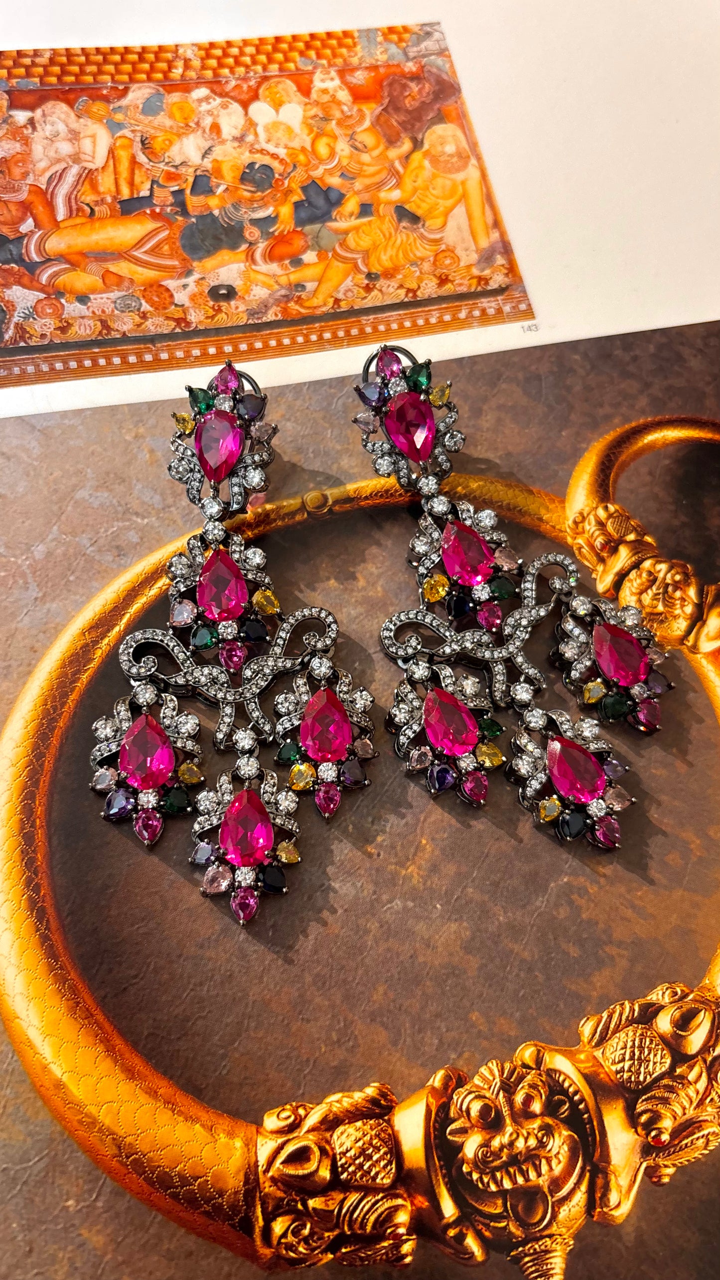 Hot Pink & Multi colour Swarovski danglers