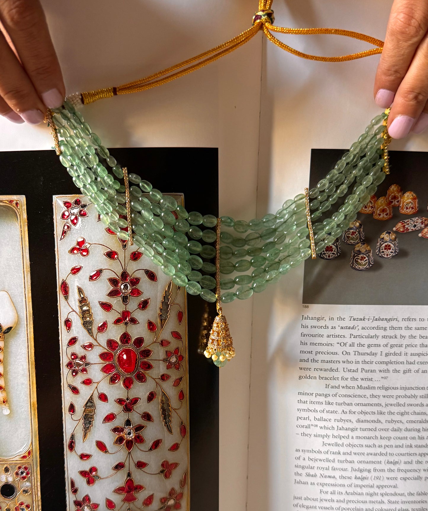 Designer jumki pendant with mint pearl detailing choker