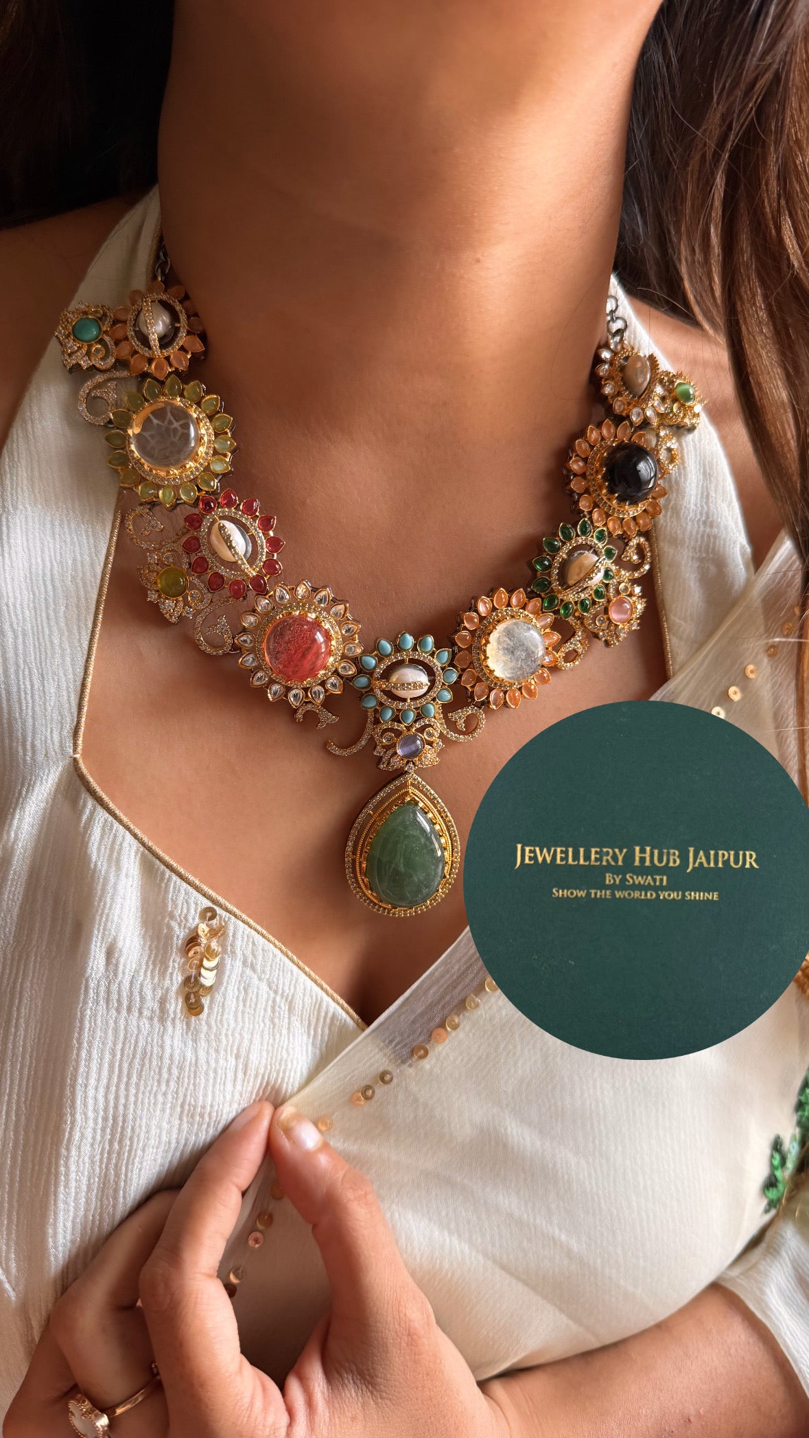 Navratna floral designed collar set