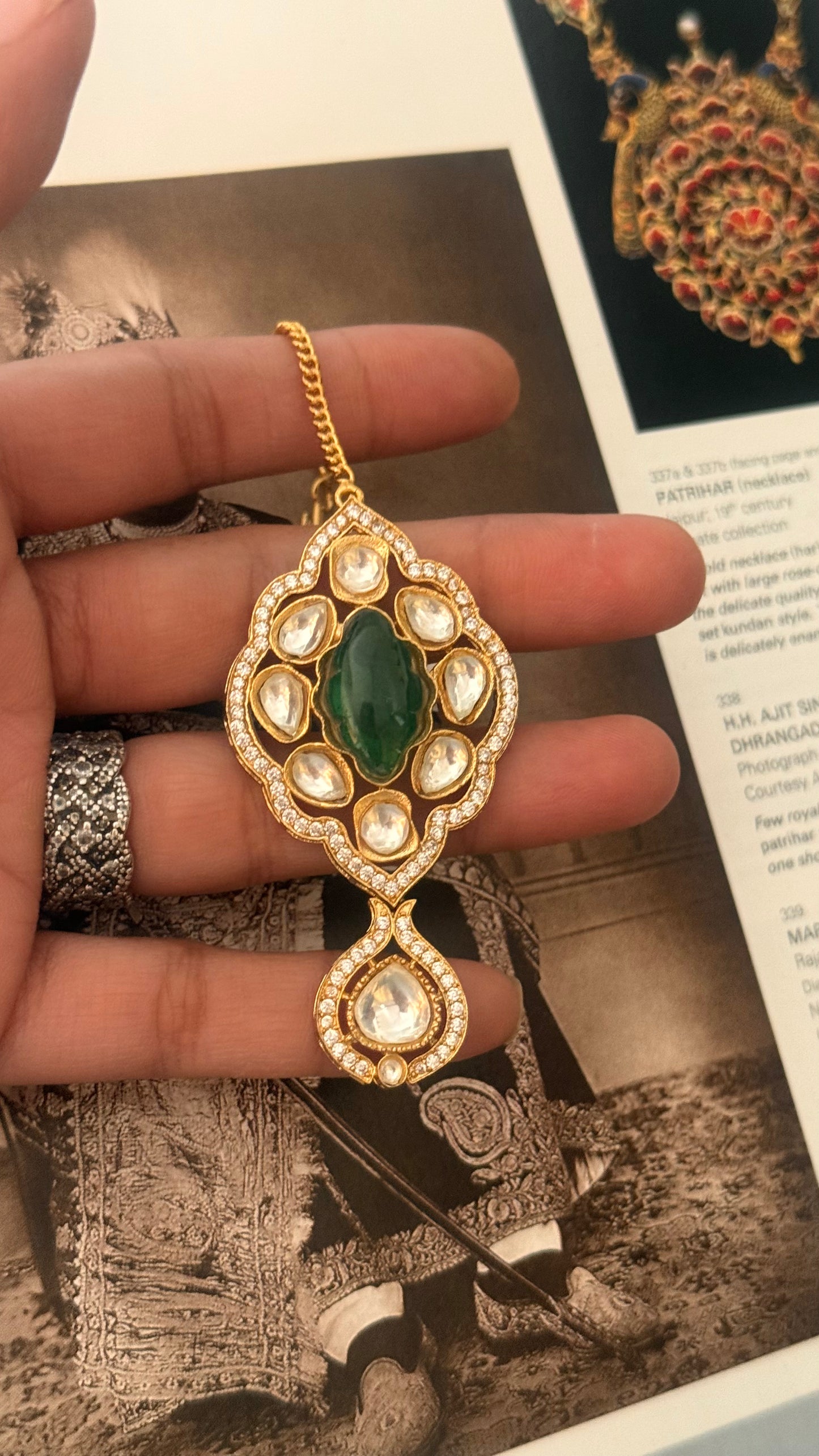 Emerald polki drop maangtika