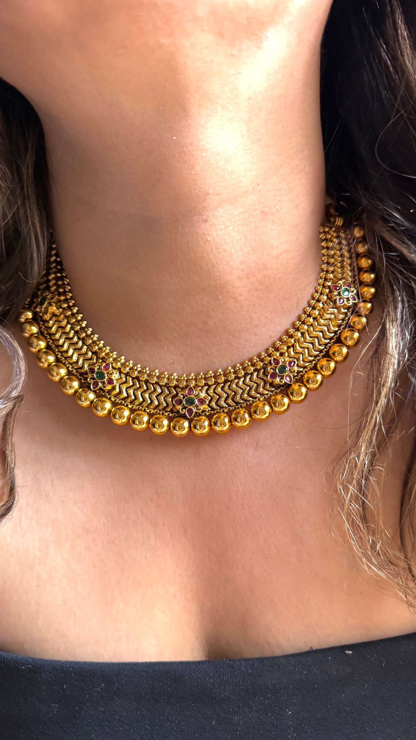 Maharashtra gold inlay necklace