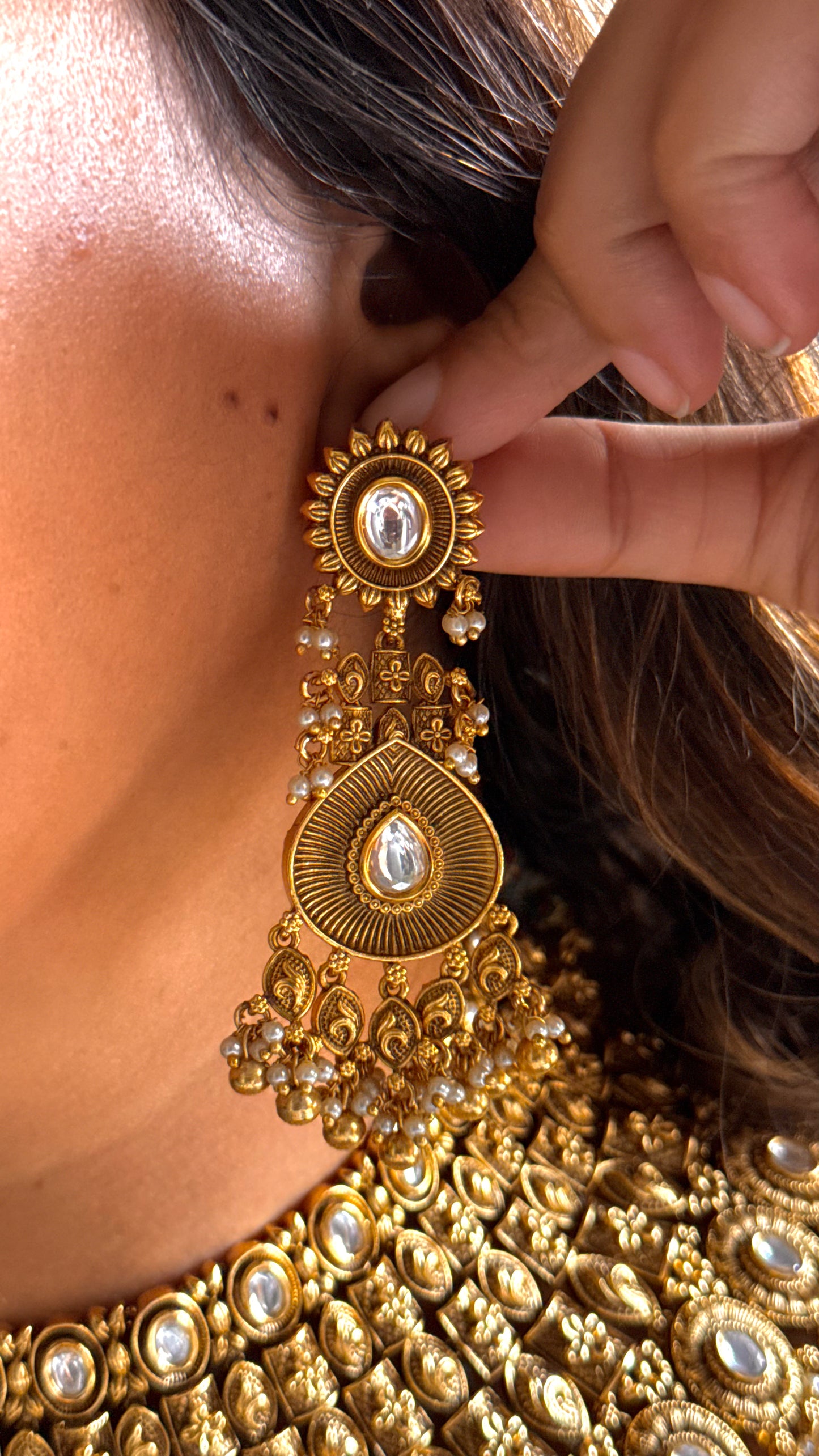 Oxidised heritage Royal Rajwada Polki choker necklace set