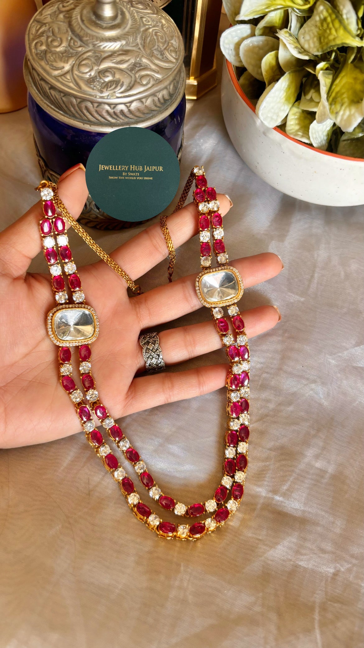 Damyanti Ruby polki necklace with earrings