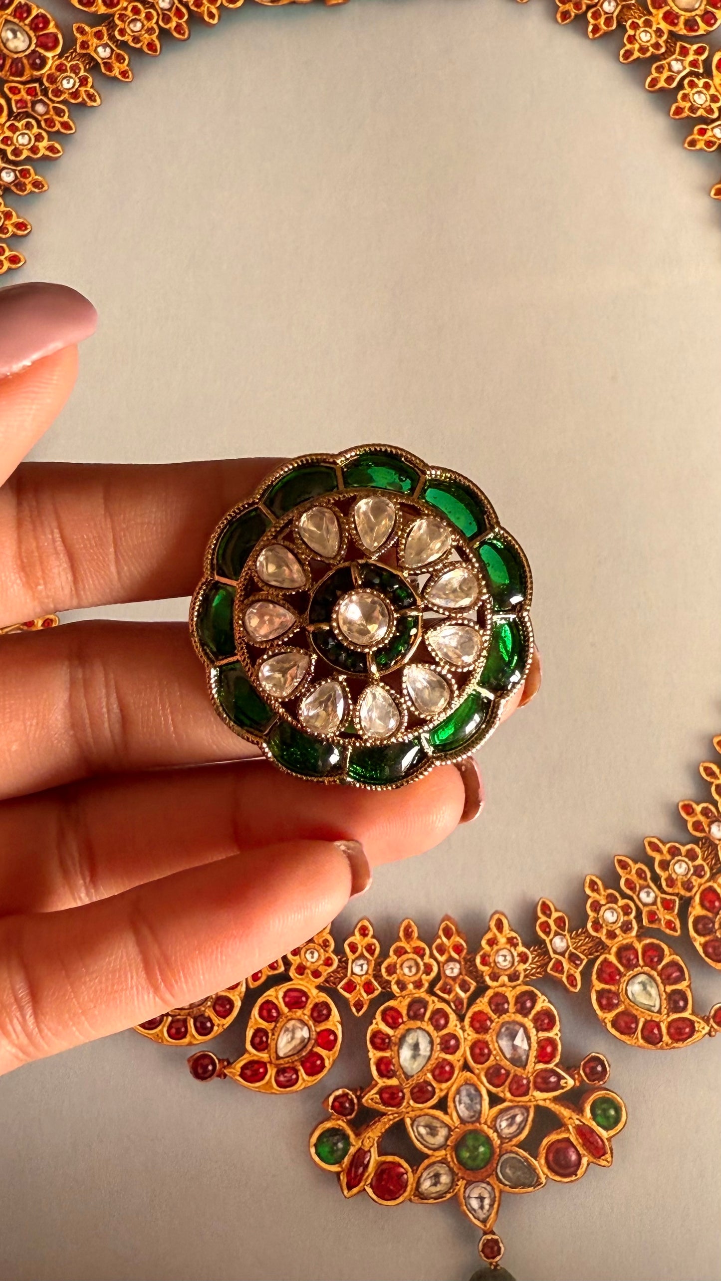 Emerald kat dana moissanite flower adjustable ring