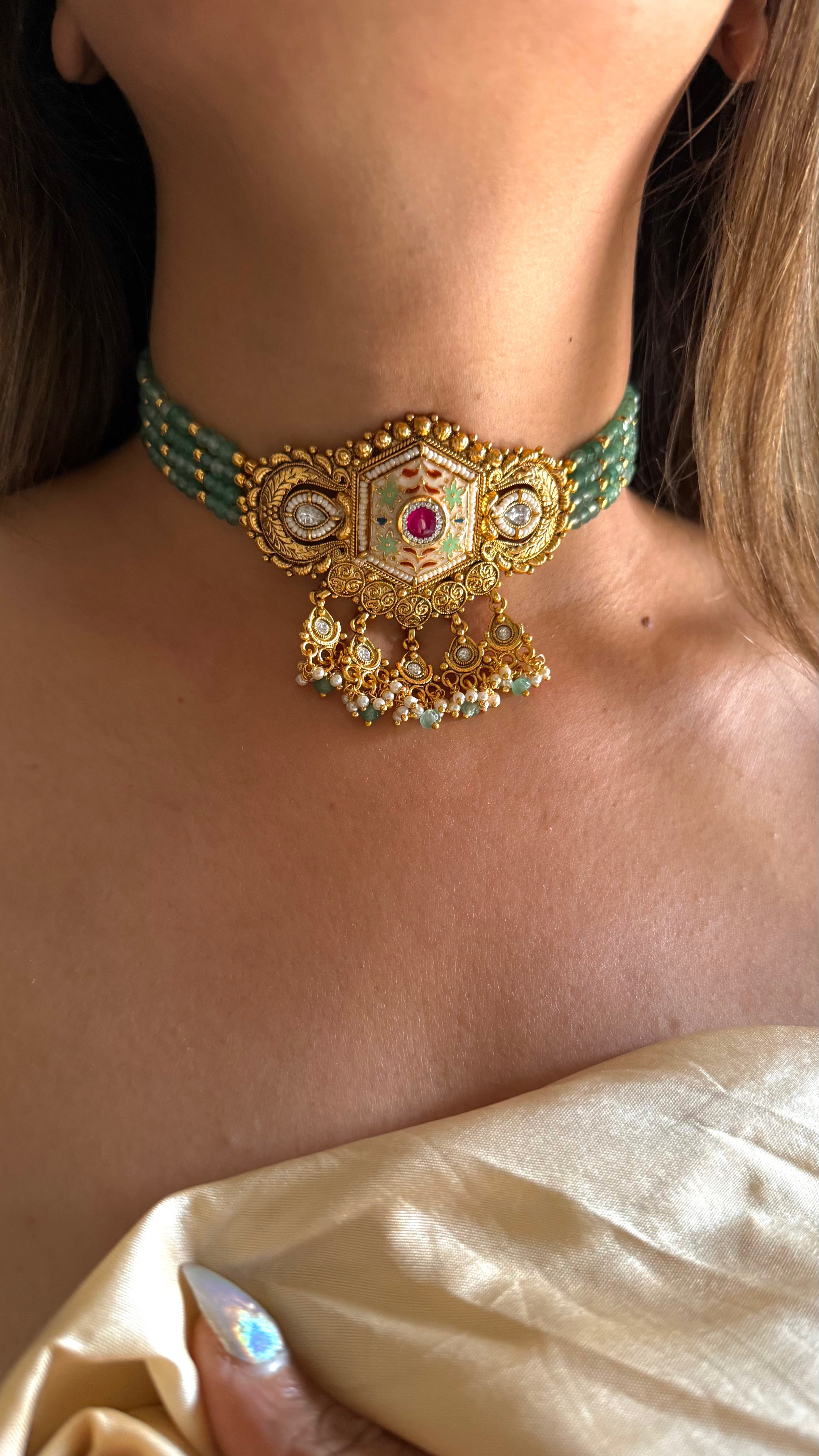 Ruby mint Rajwada choker