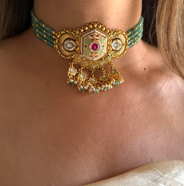Ruby mint Rajwada choker