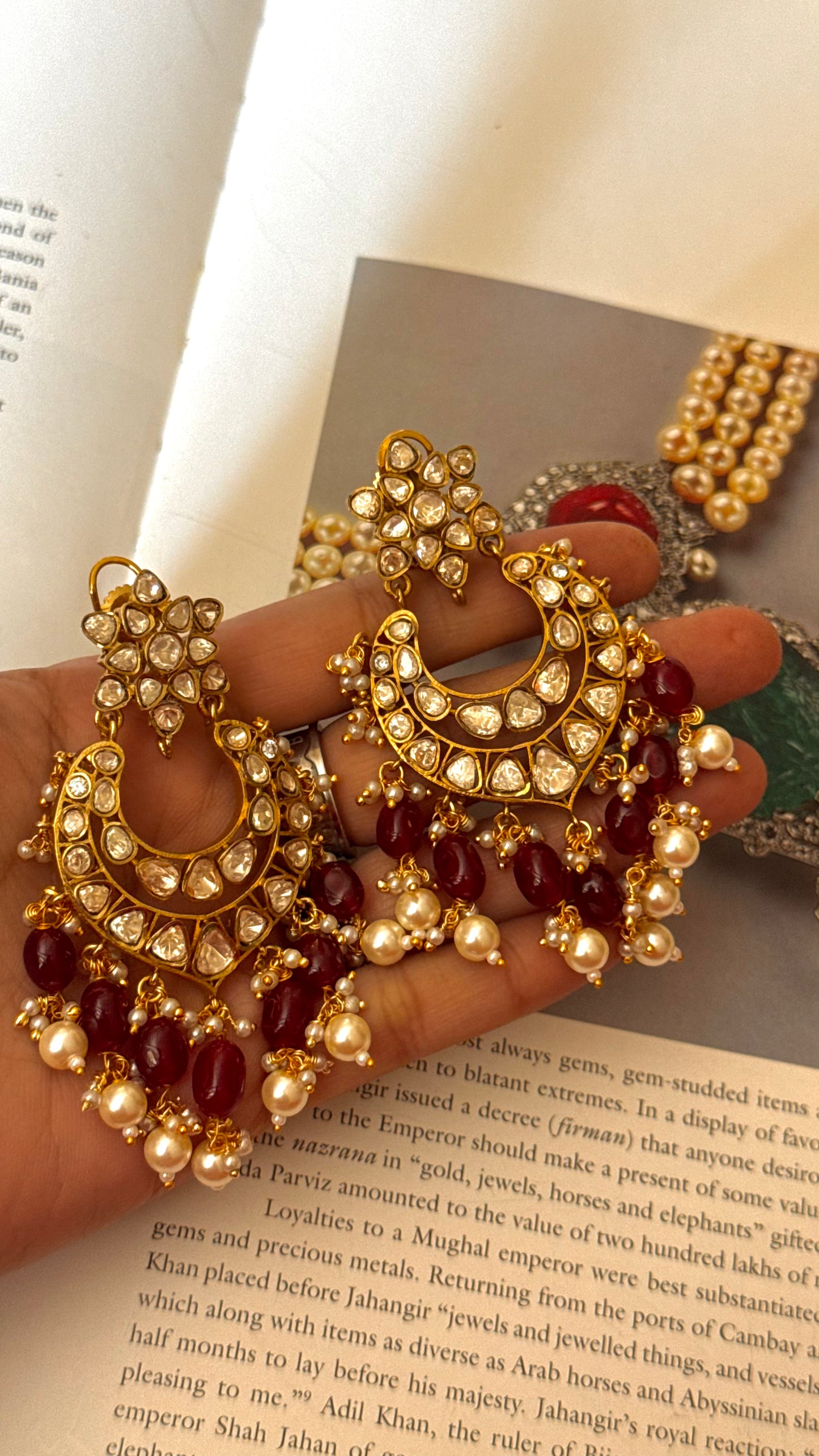 Polki chandbali with ruby detailing