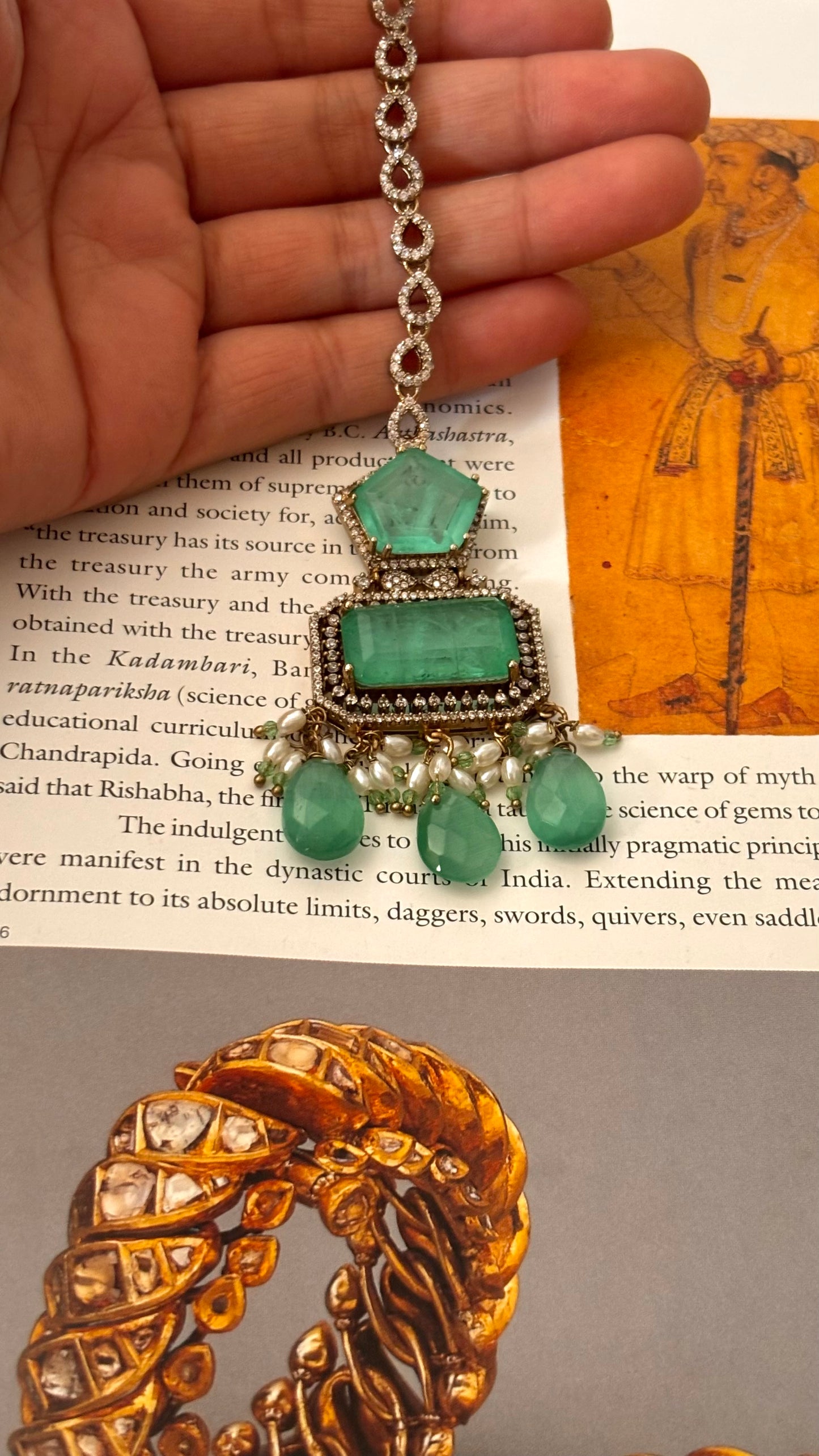 Mint doublet with cz diamond maangtika