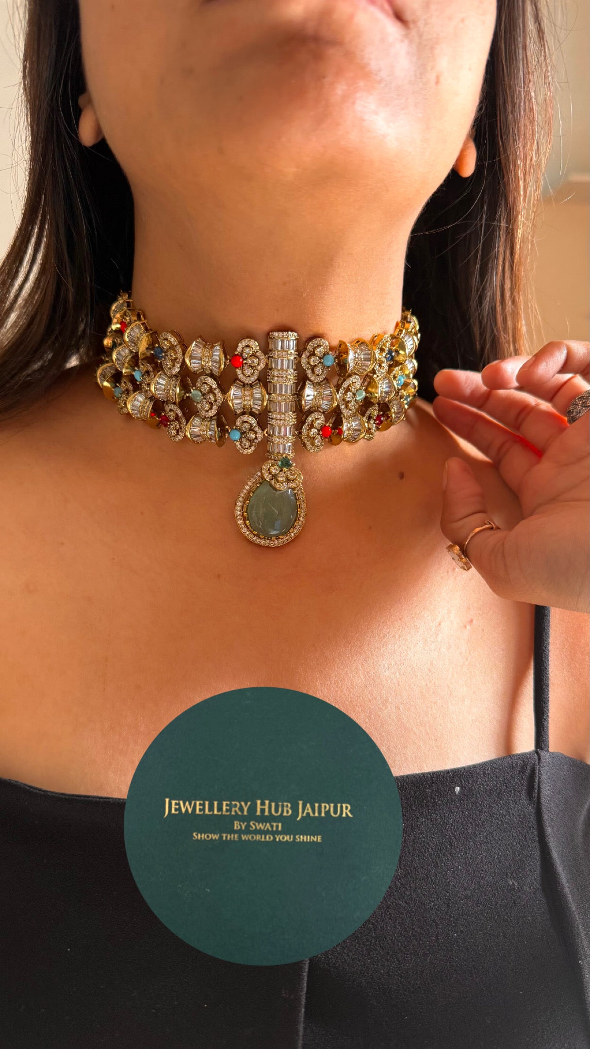 Sabyasachi inspired cocktail necklace (mint)