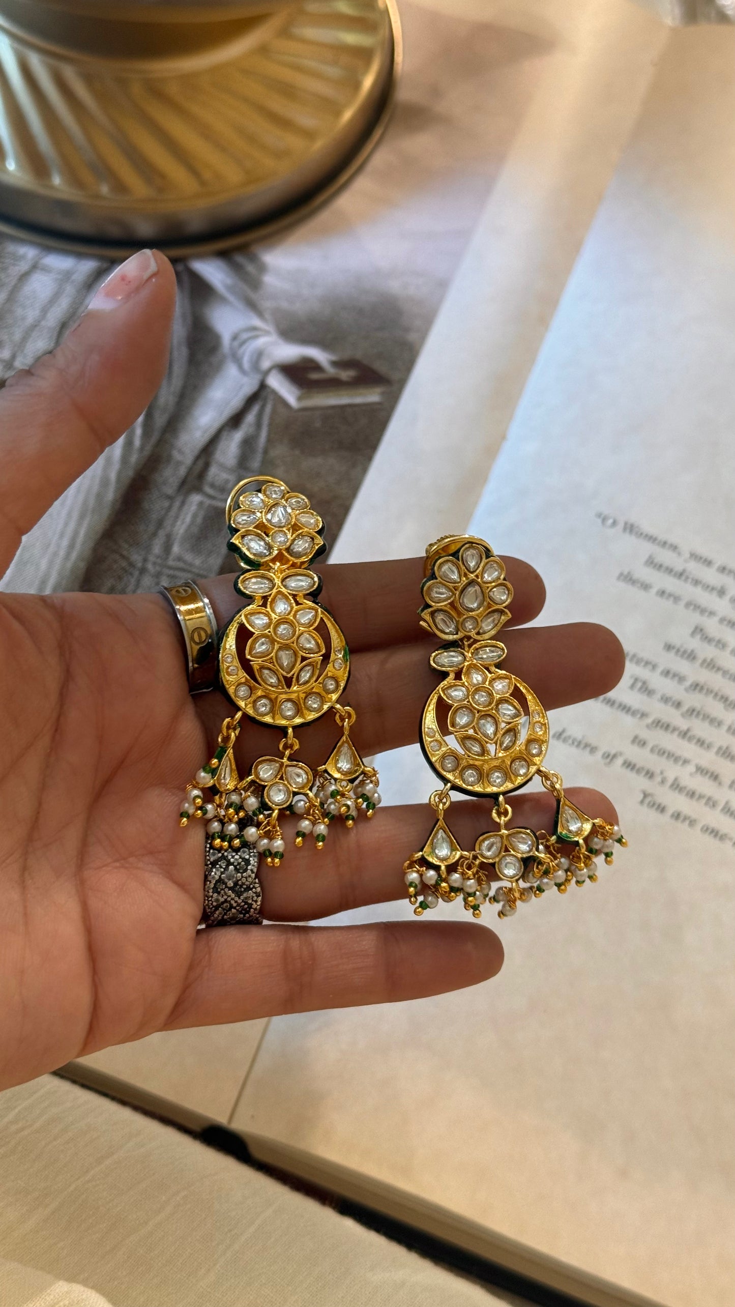 Meenakari polki Chandbali