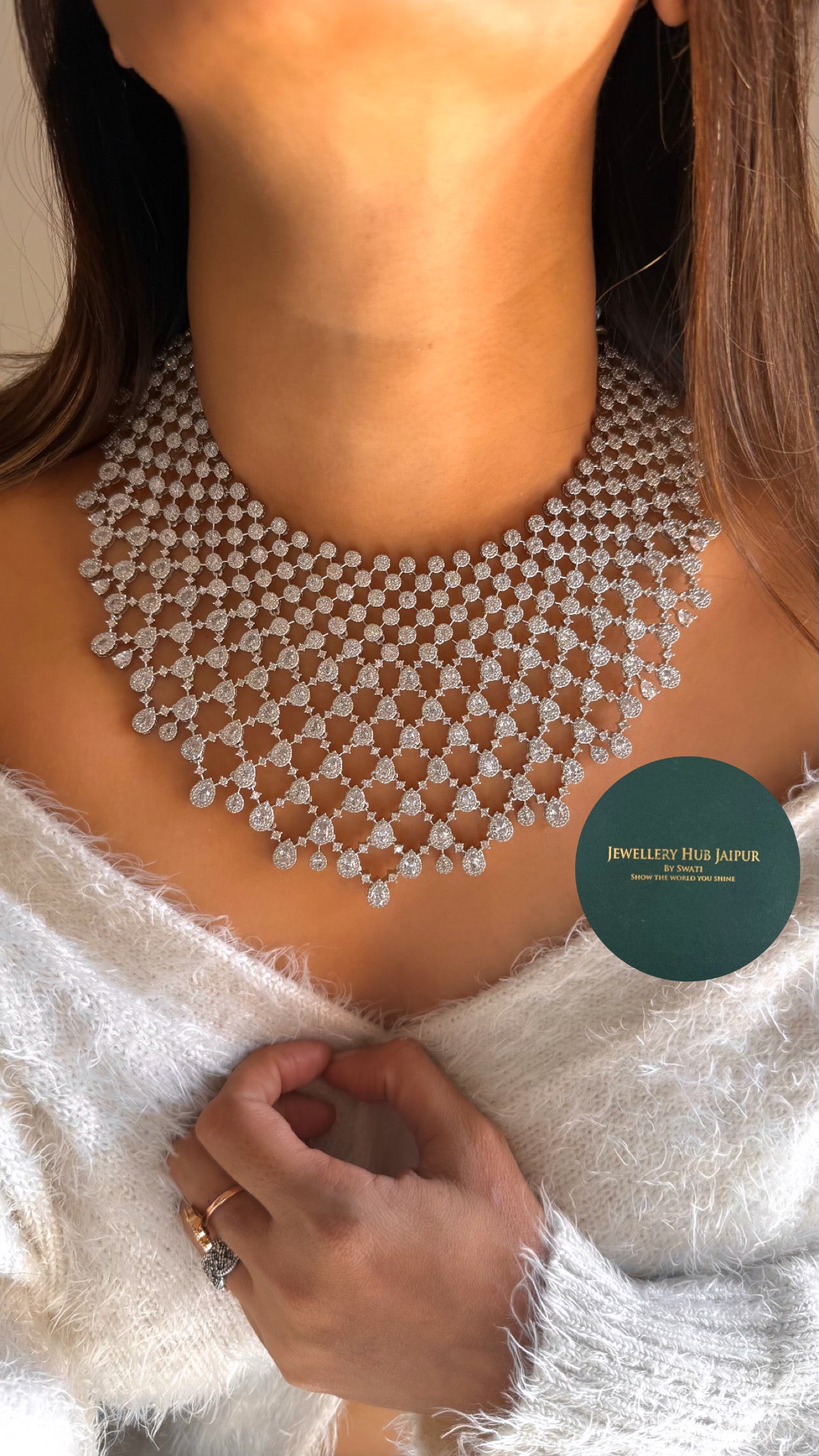 CZ Diamond statement necklace