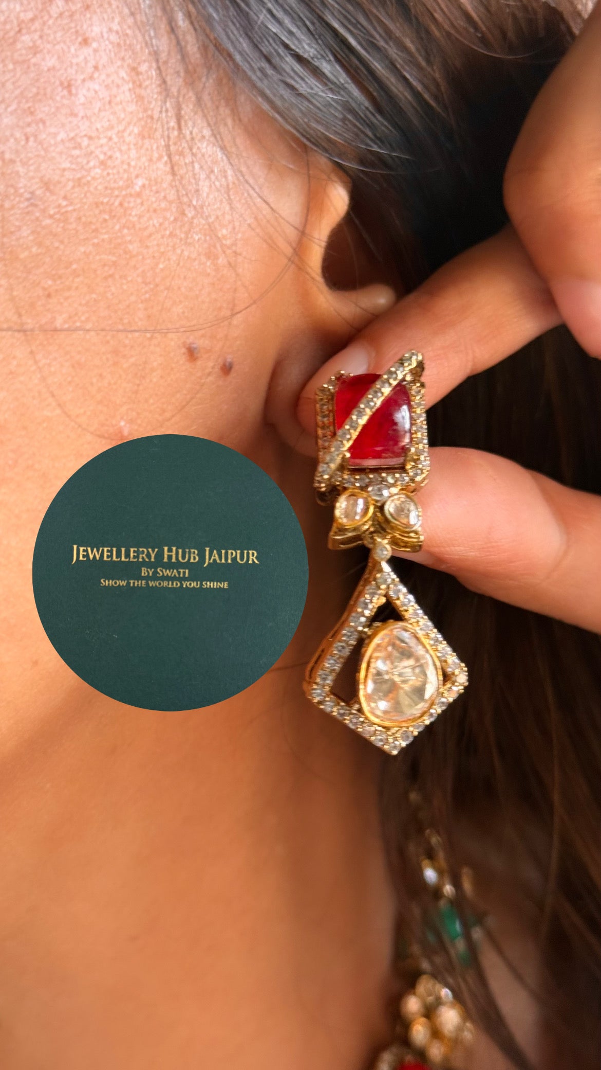 Navratna doublet moissanite polki collar set