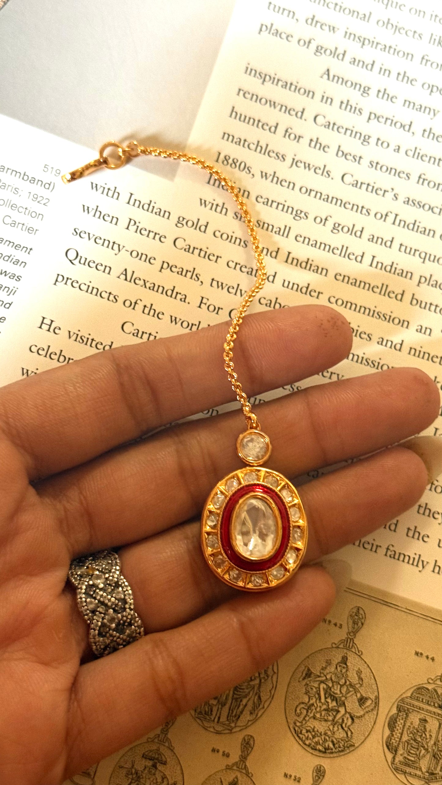 Ruby meenakari polki maangtika