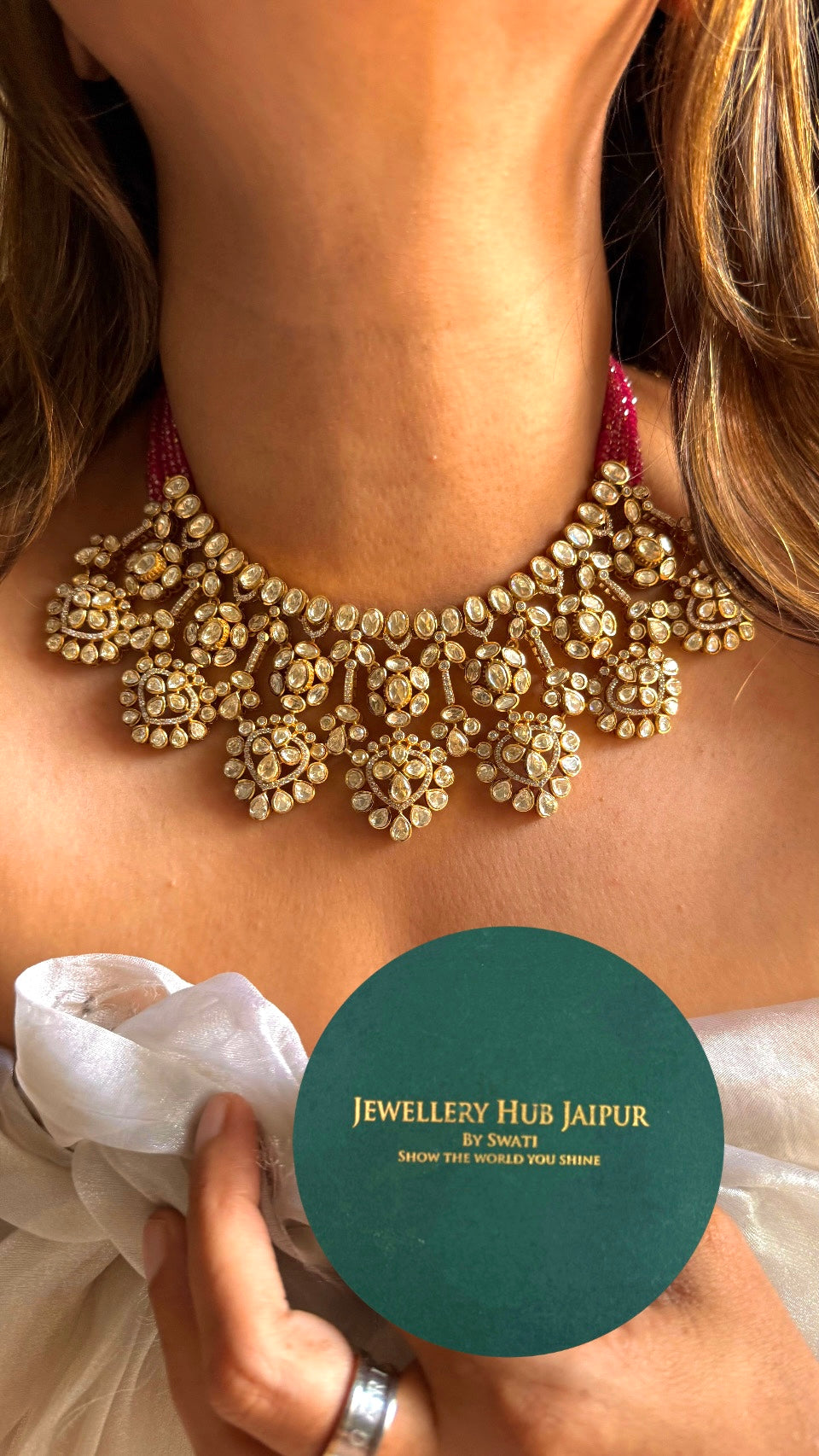 Royal Polki designer necklace with ruby srings