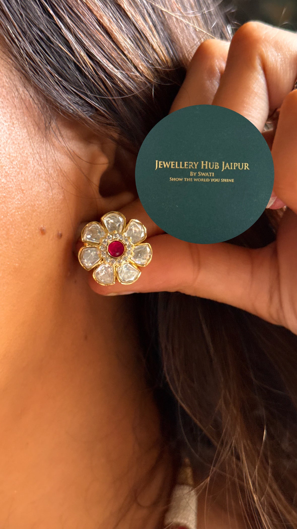 Rani pink floral real moissanite minimal collar set