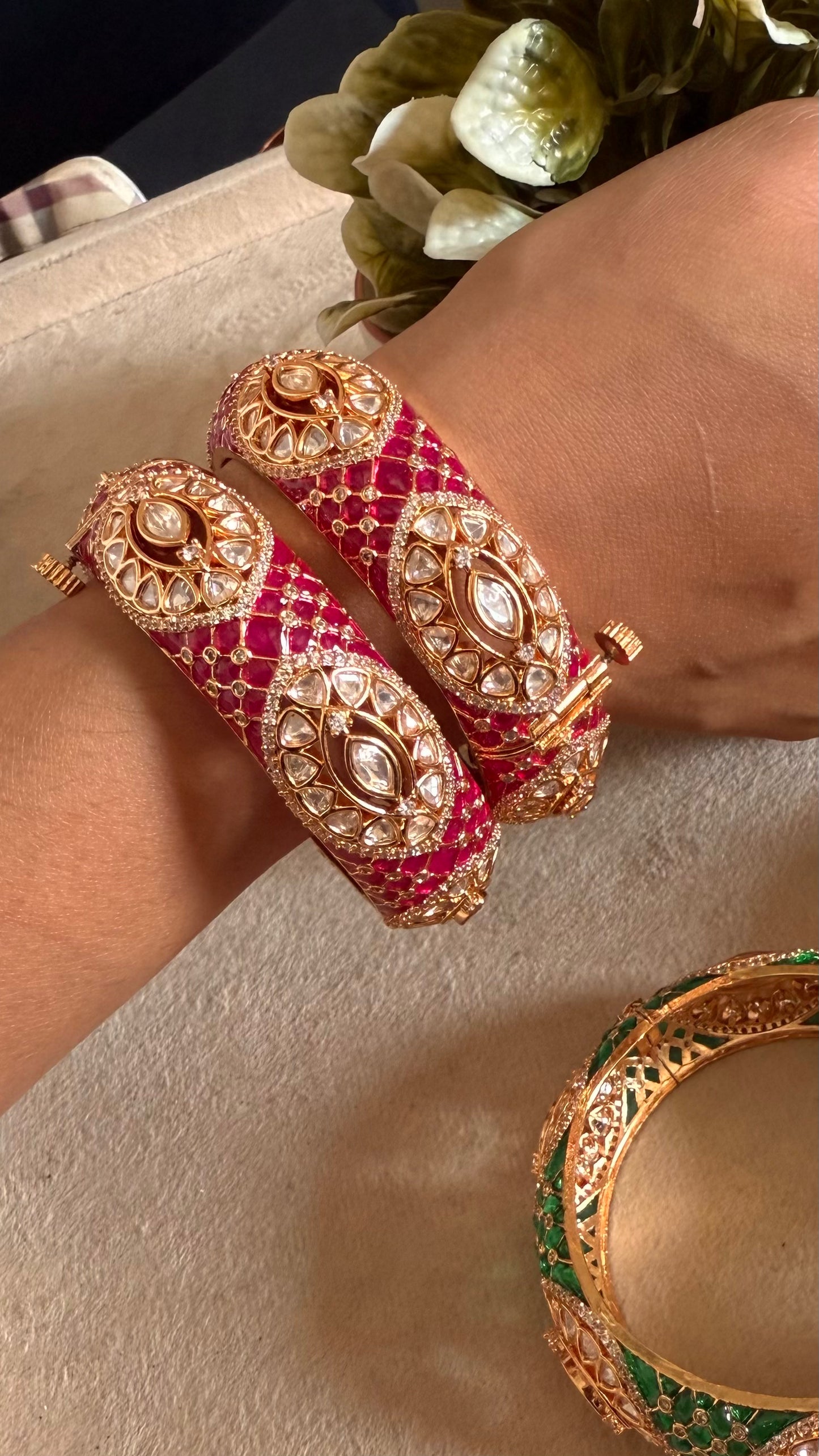 Rani pink katdana moissanite openable bangle