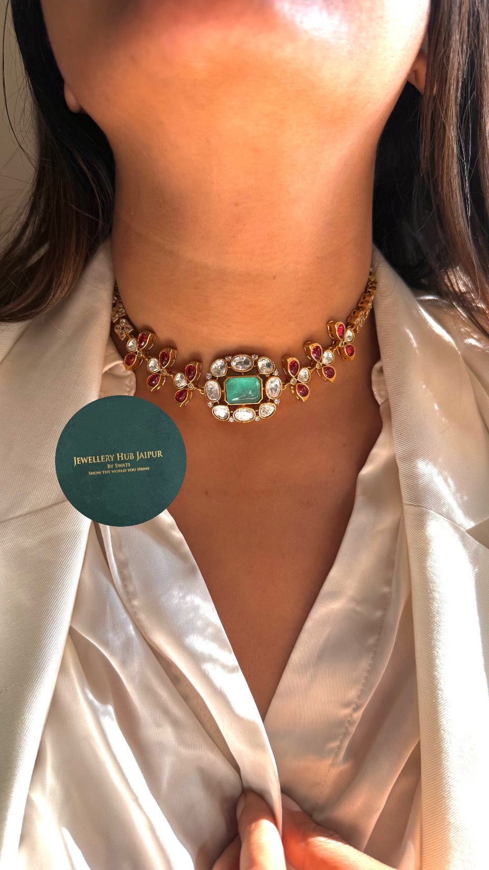 mint & rani pink choker minimal set