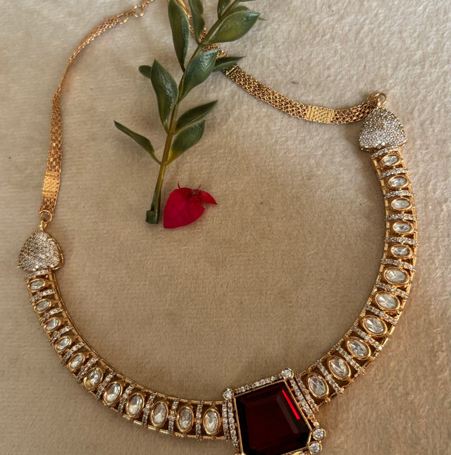 Ruby moissanite collar necklace