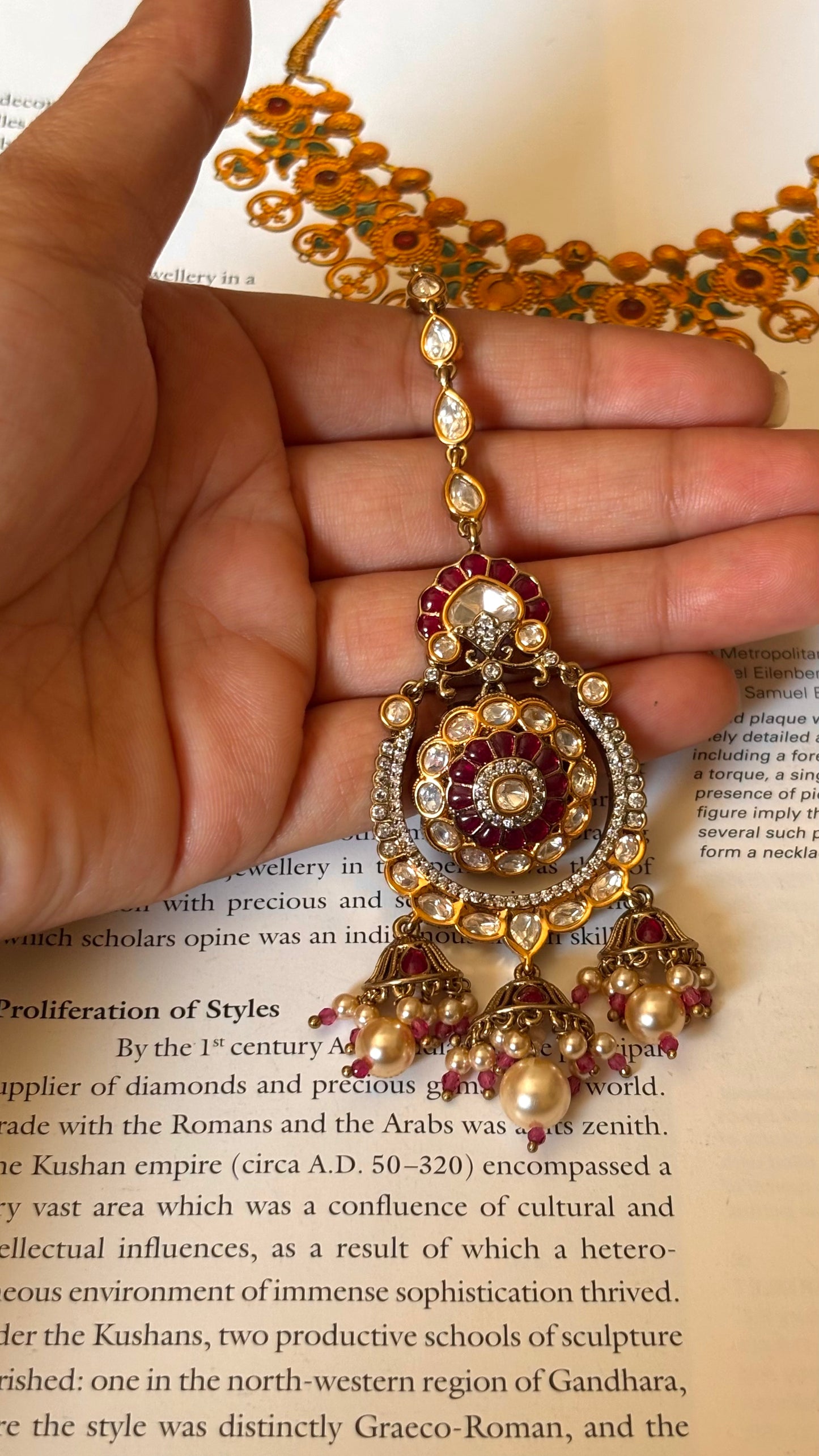 Ruby katdana moissanite with drops Maangtika