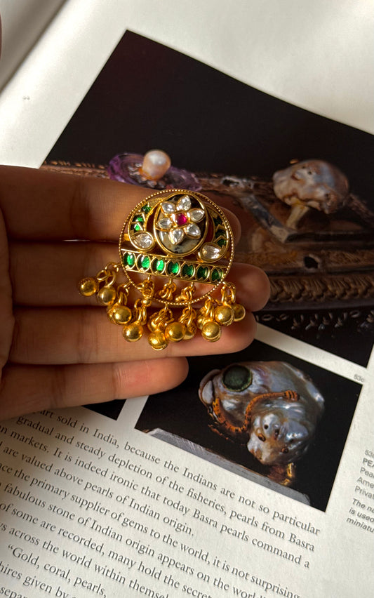 Emerald granite inlay rajwada ring