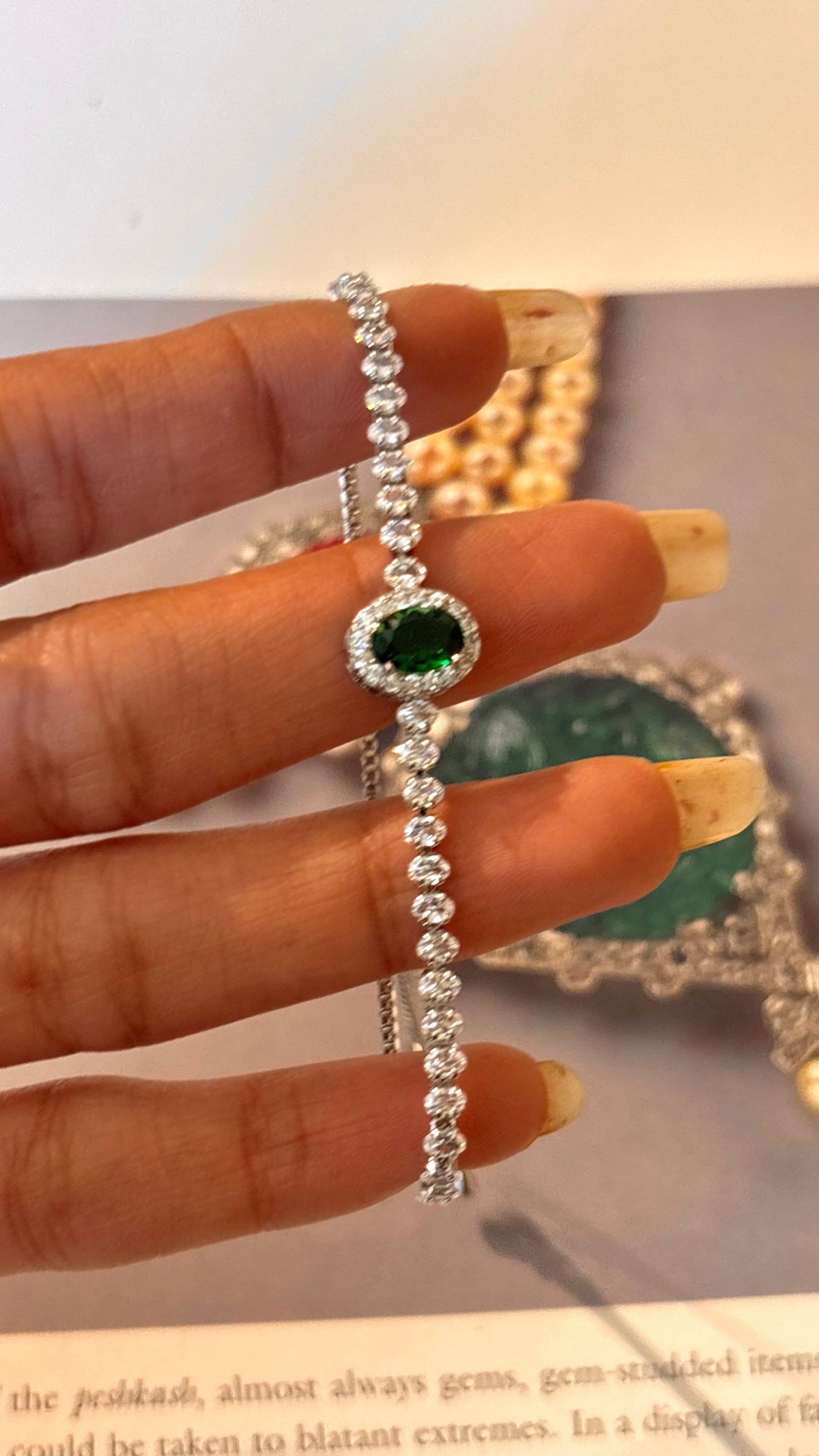 Emerald cz diamond adjustable bracelet