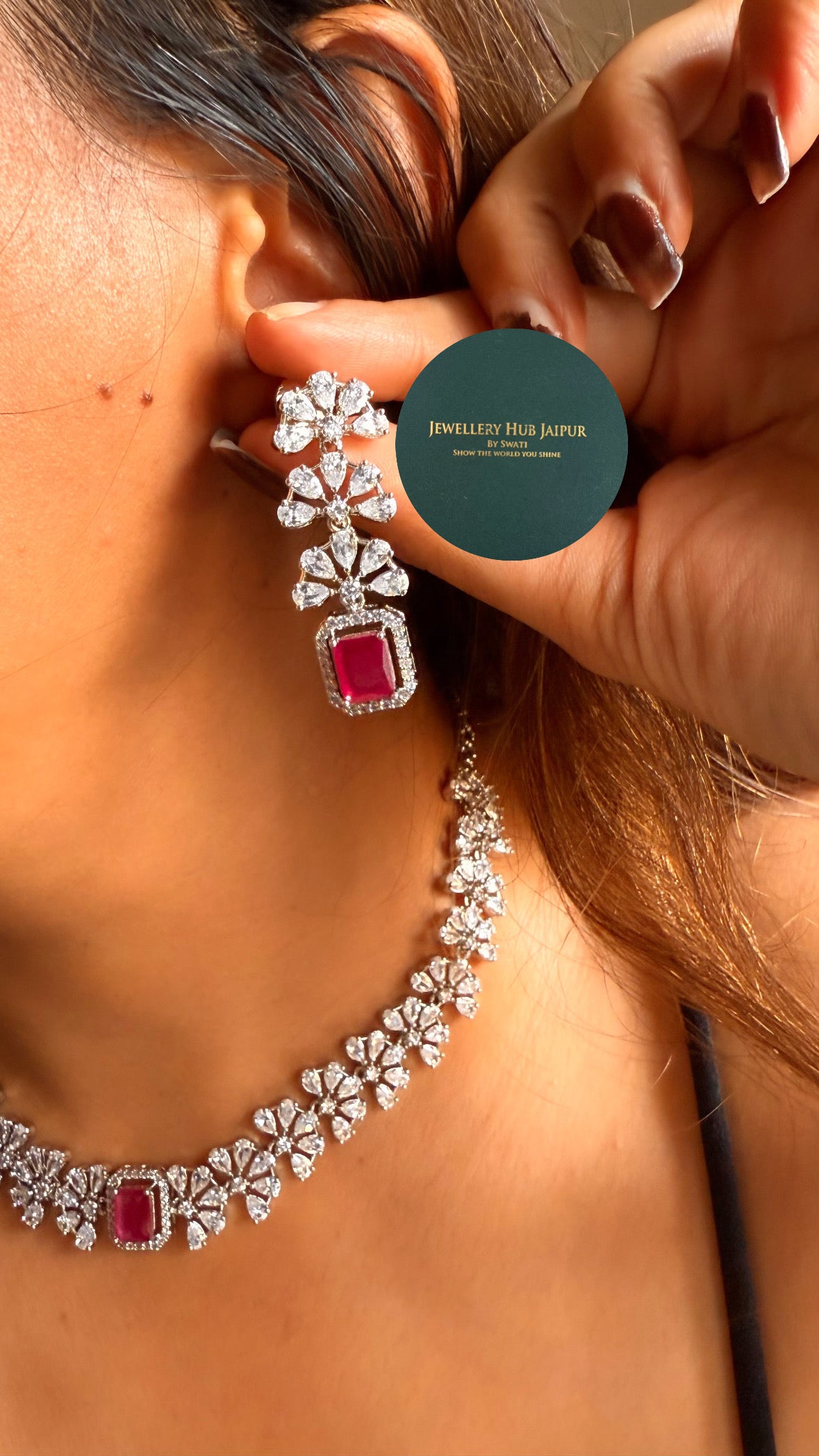 Rani pink cz diamond collar necklace