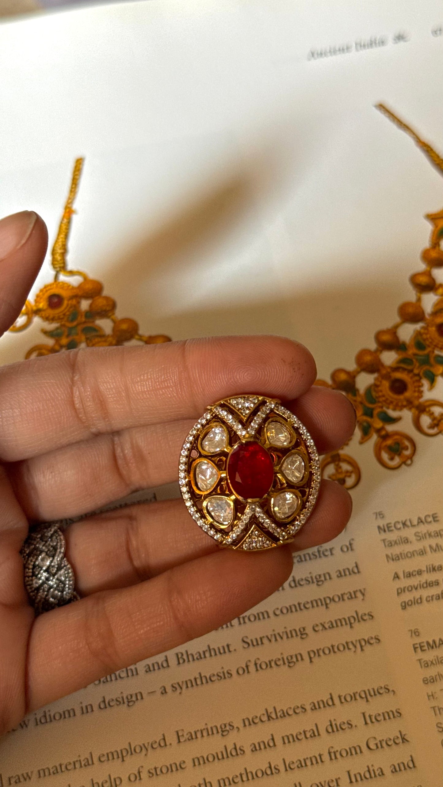 Ruby doublet peeli polki Ring