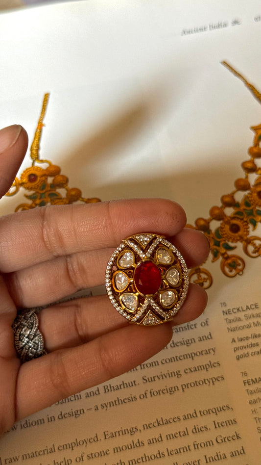 Ruby doublet peeli polki Ring