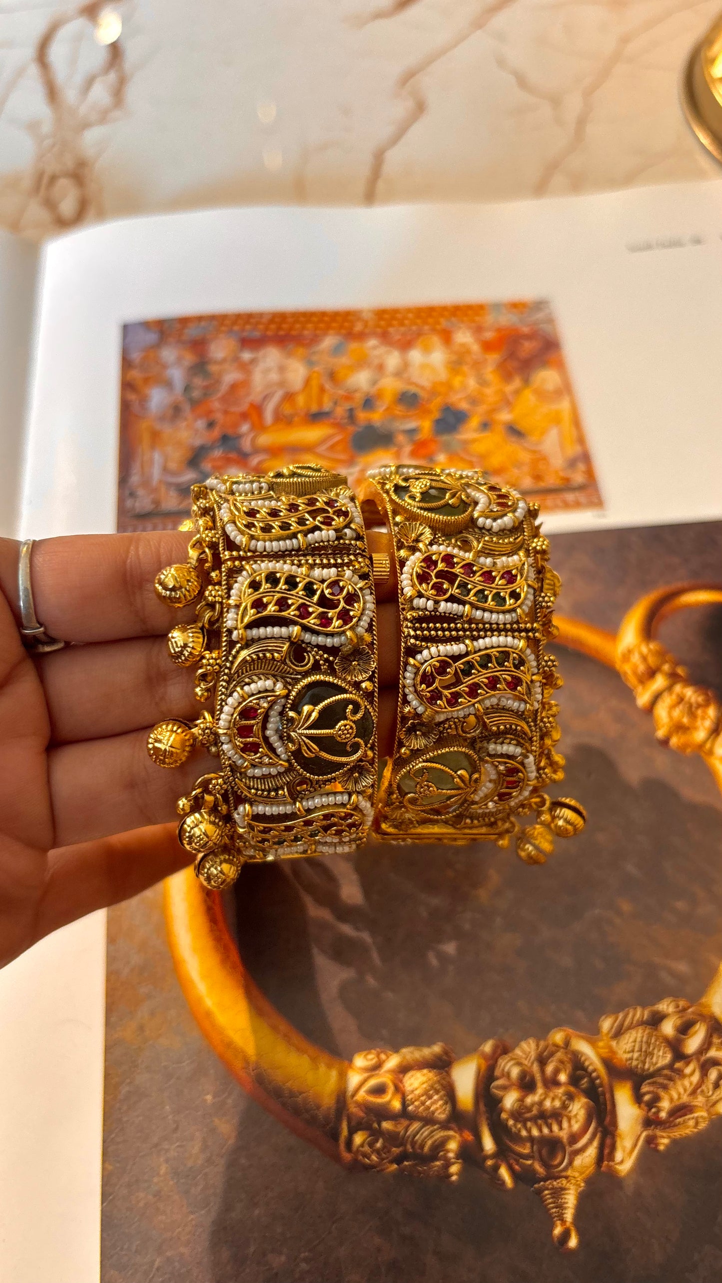 Emerald & Rani pink rajwada bangles