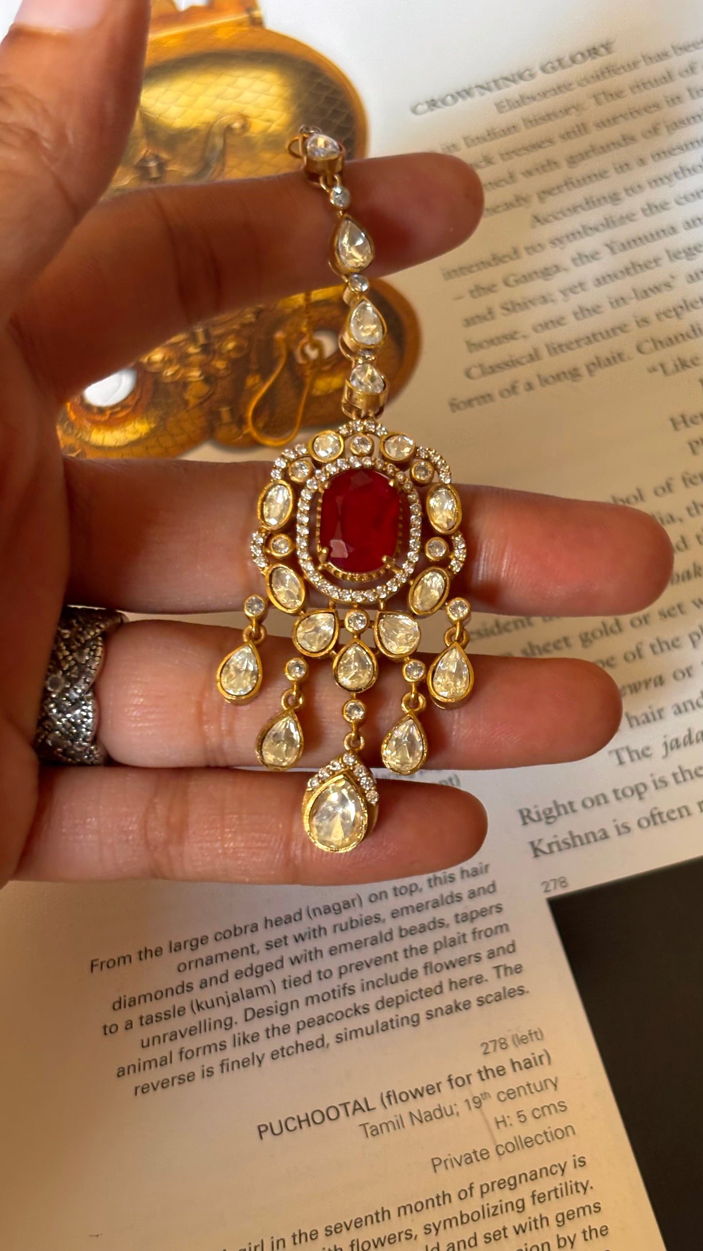 Ruby doublet peeli polki maangtika