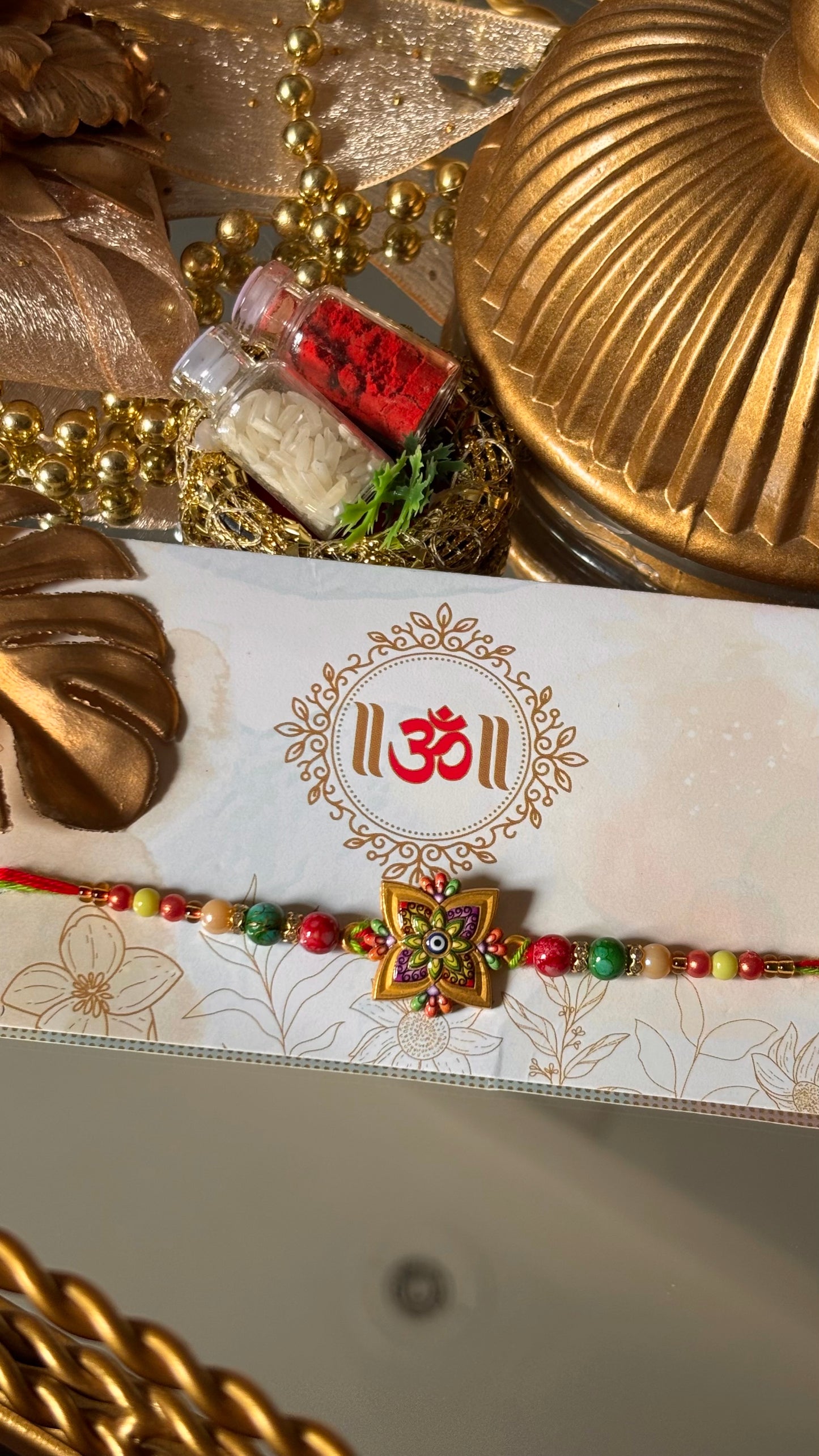 Multicoloured evil eye meenakari nakashi minimalist Rakhi ( shipping will be extra )