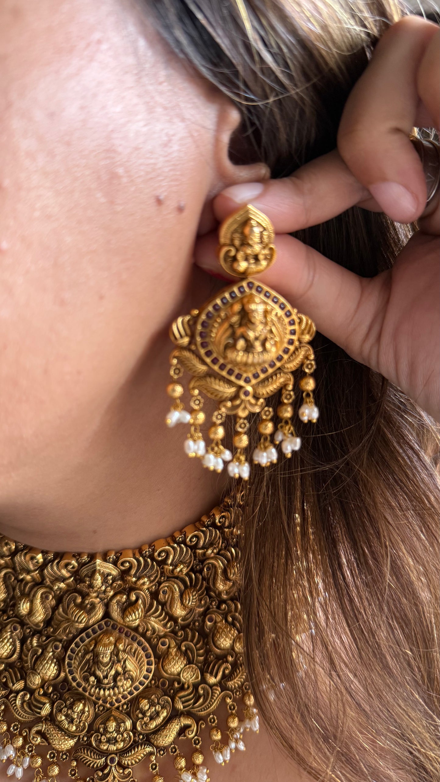 Goddess Laxmi Ruby Nakashee temple necklace