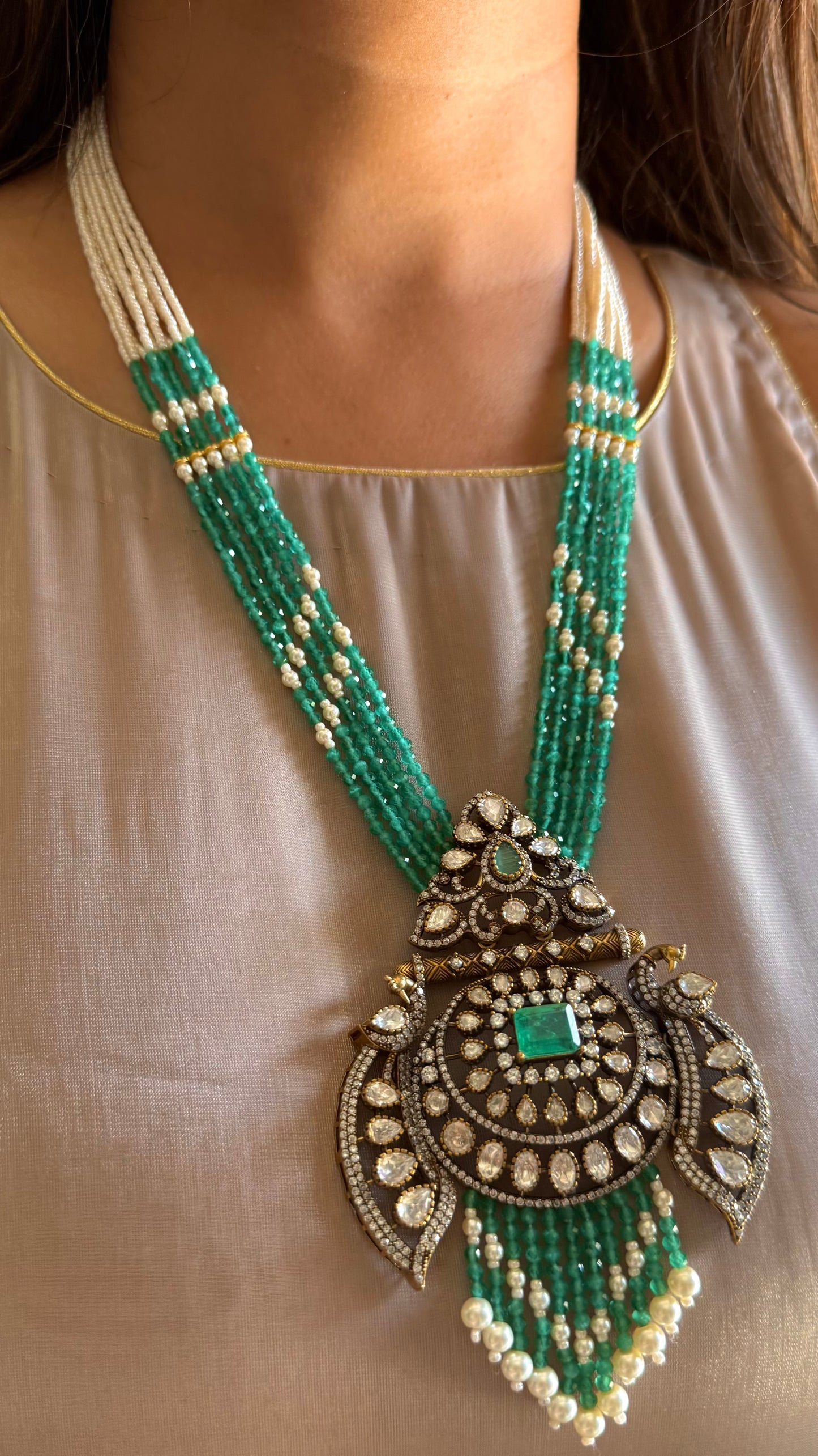 Parvati Mint heritage moissanite rani haar