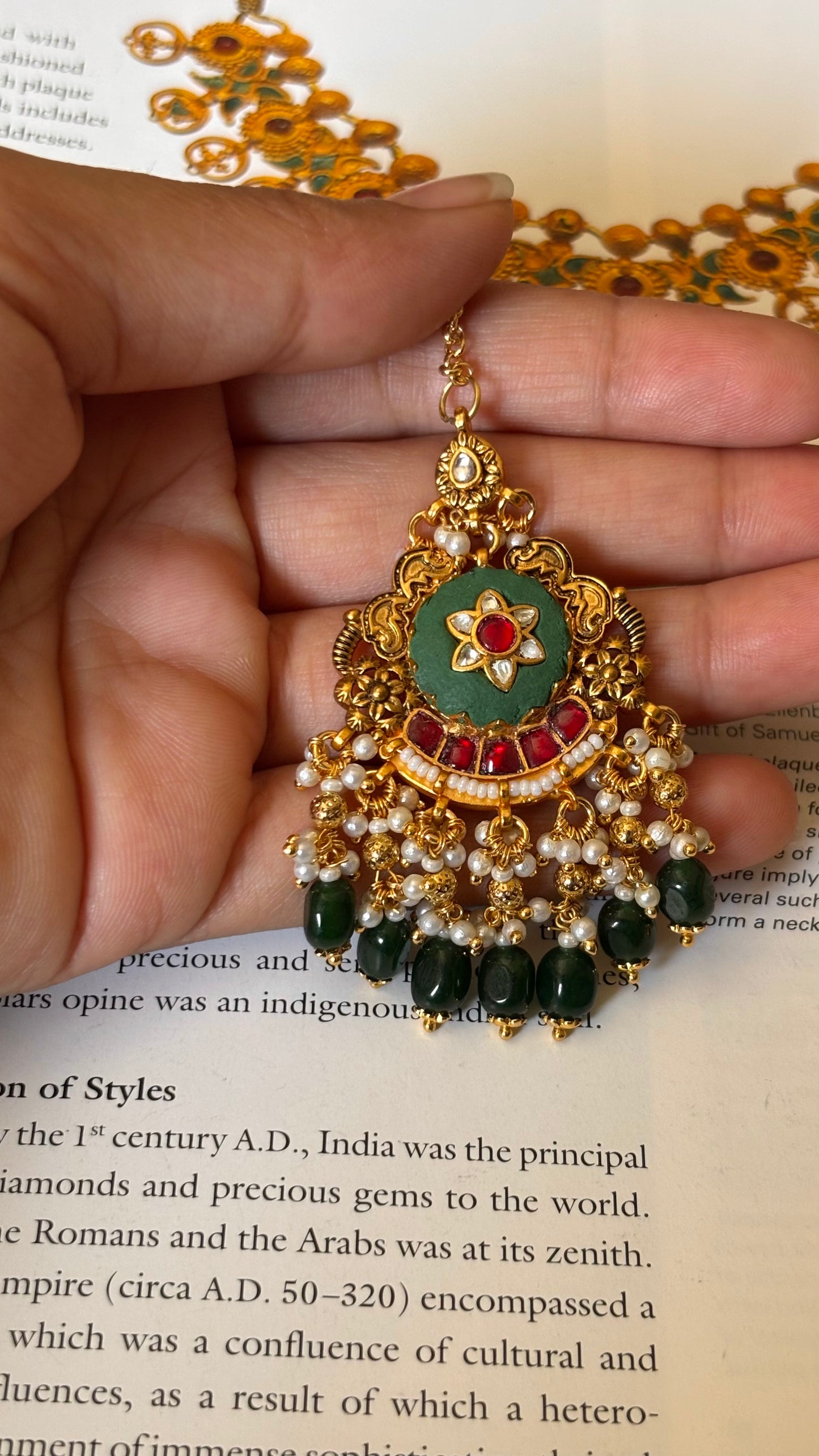 Mint ruby inlay heritage maangtika