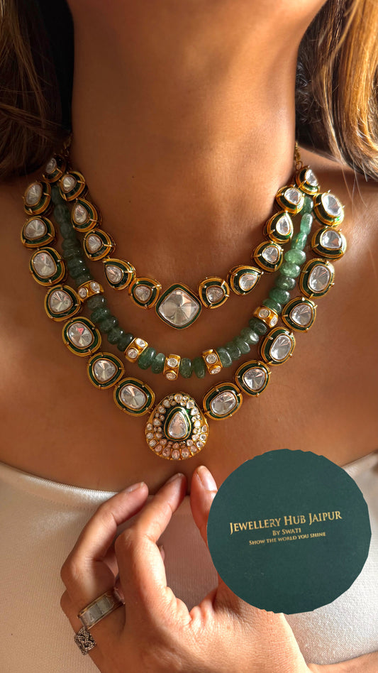 Meenakari triple line Necklace
