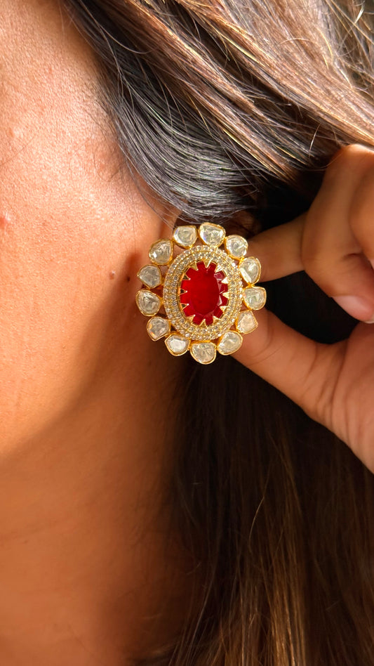 Ruby real Moissanite studs