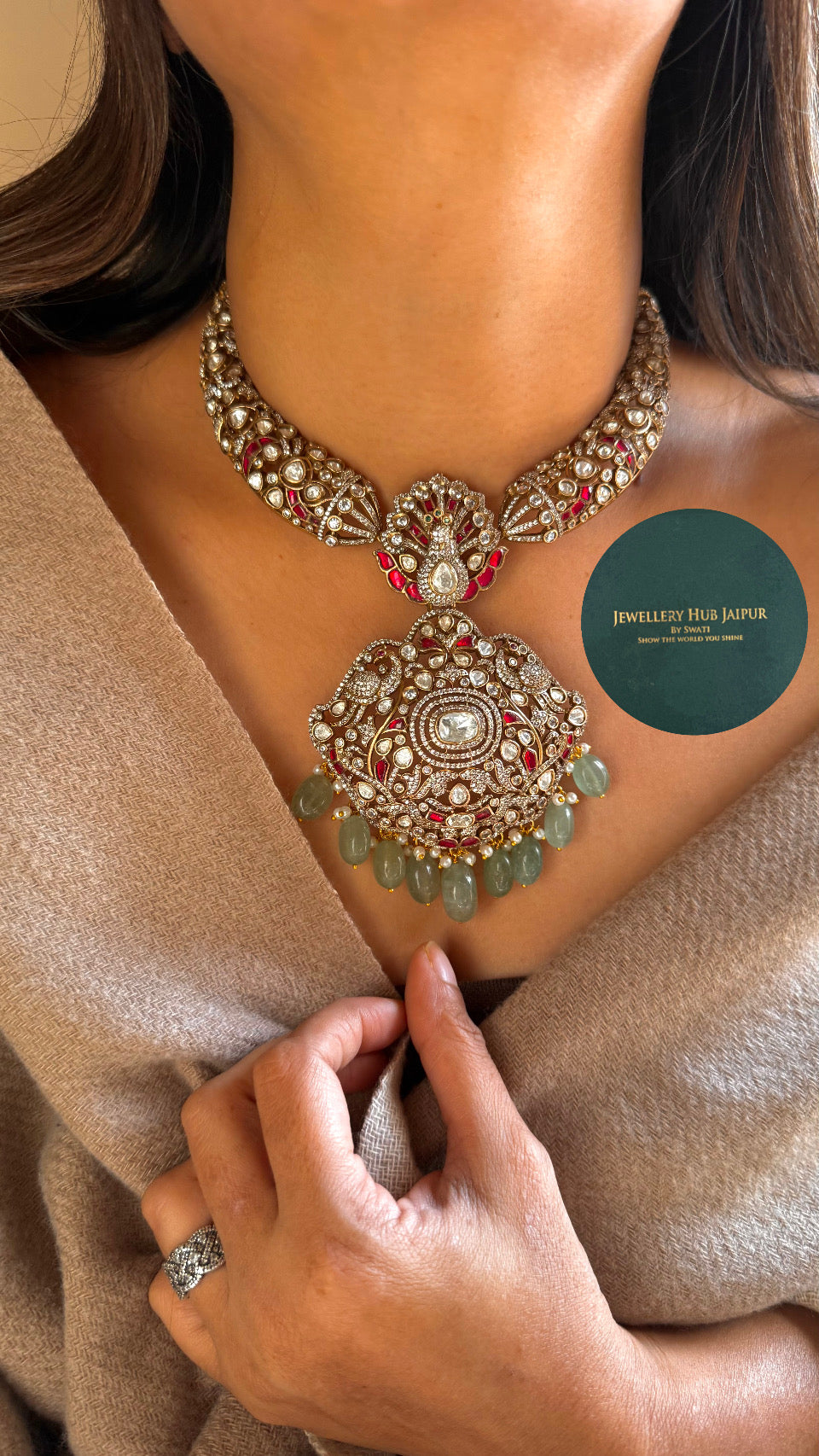 Amrapali inspired peacock heritage necklace set