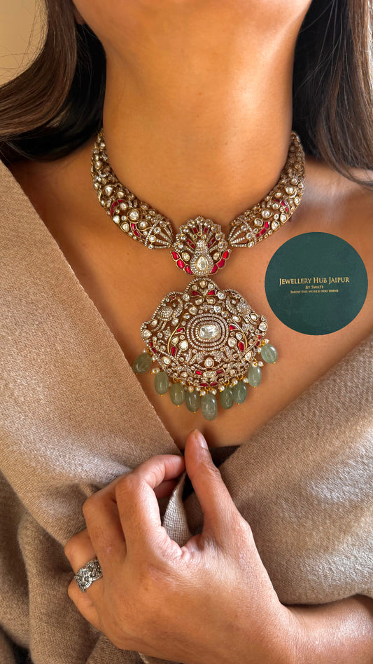 Amrapali inspired peacock heritage necklace set