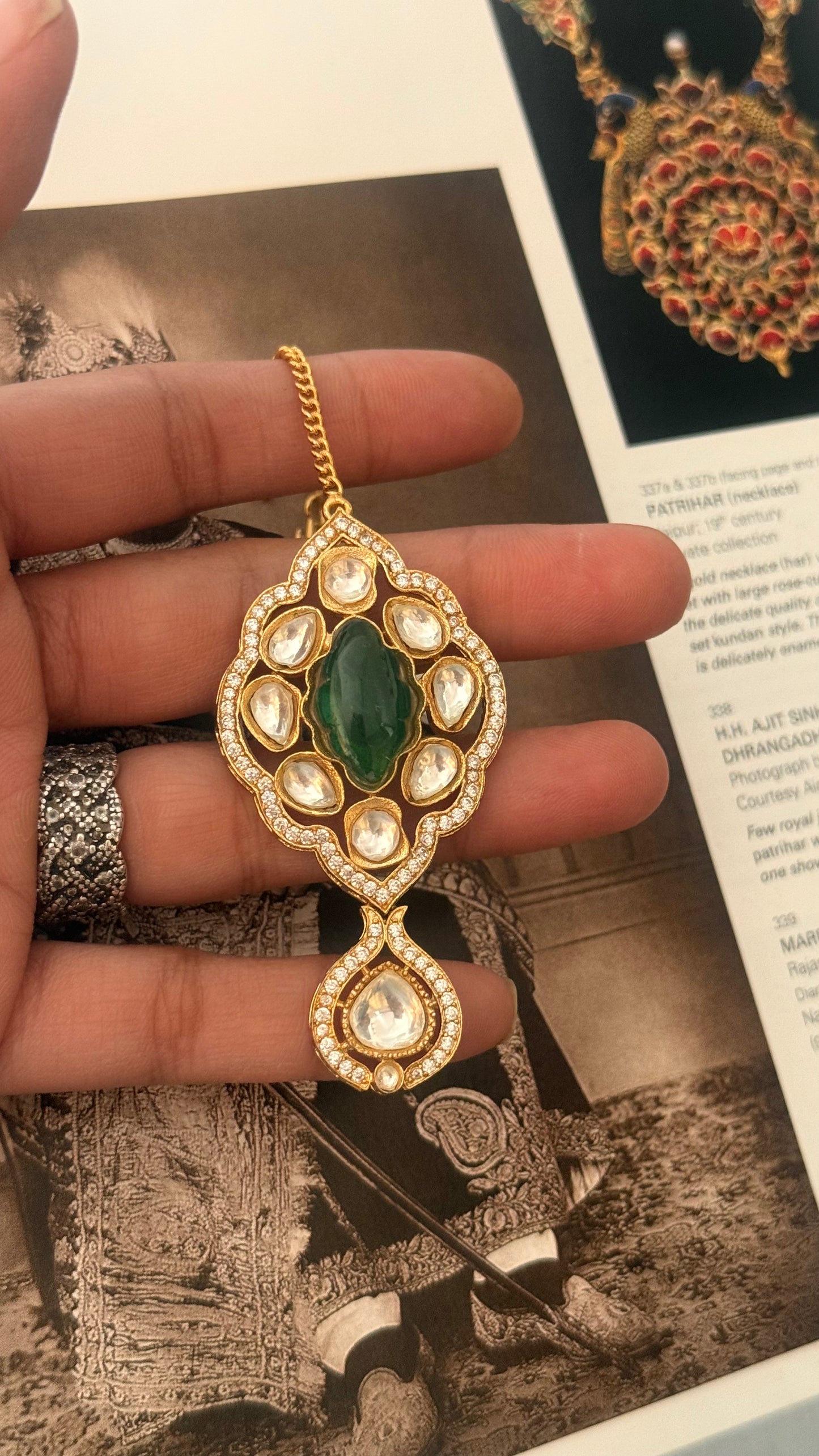 Emerald polki drop maangtika