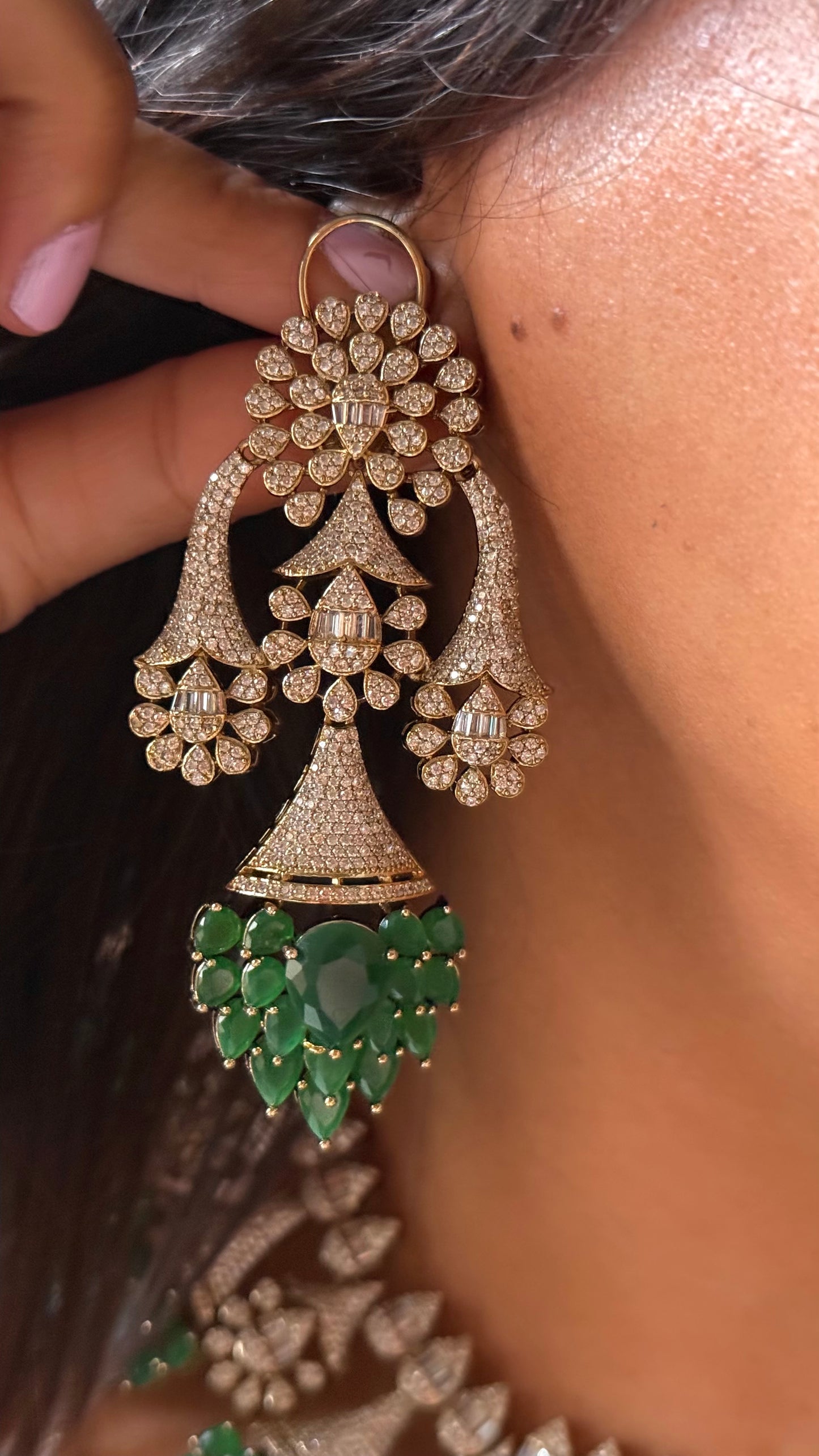Emerald doublet leaf designer Necklace