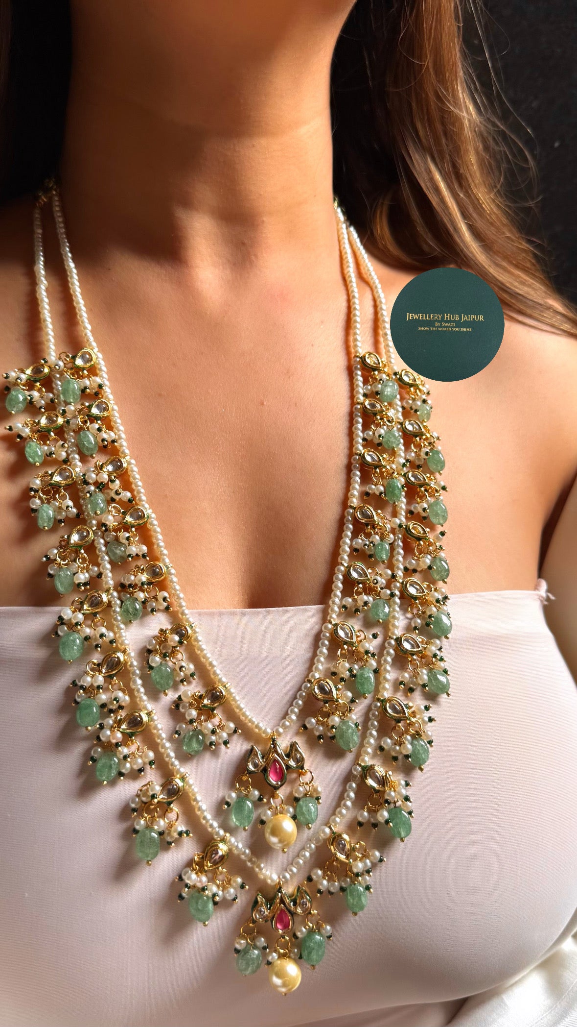 Dual layer mint & pearl drops dedicated paachi set