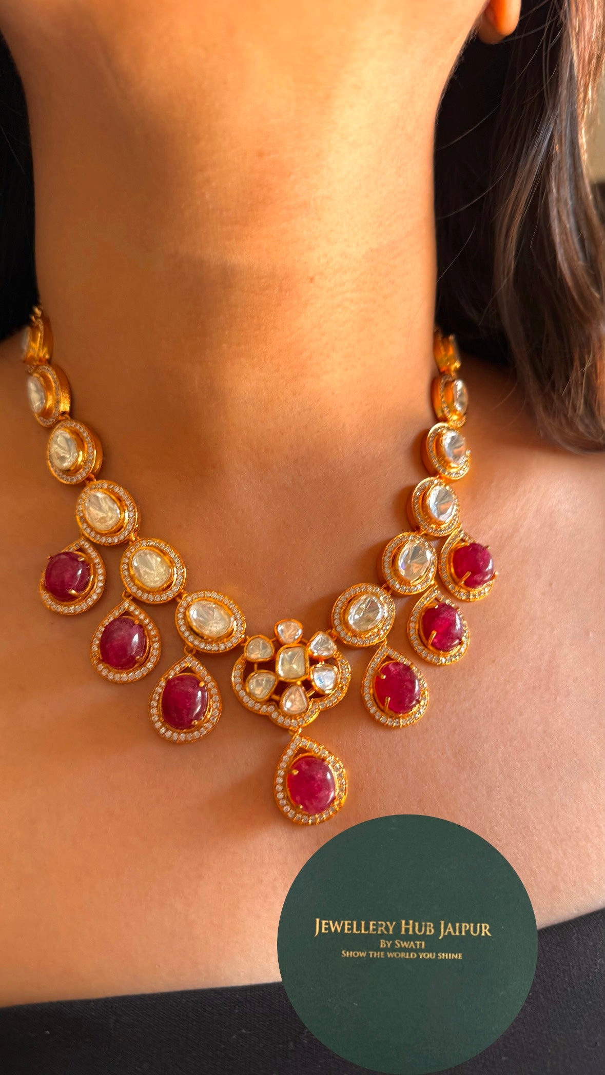 Ruby peeli polki Lv floral gold necklace