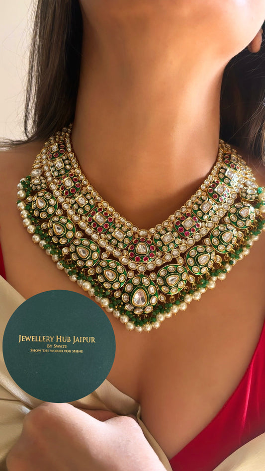 Bridal Asia inspired Chandi polki necklace