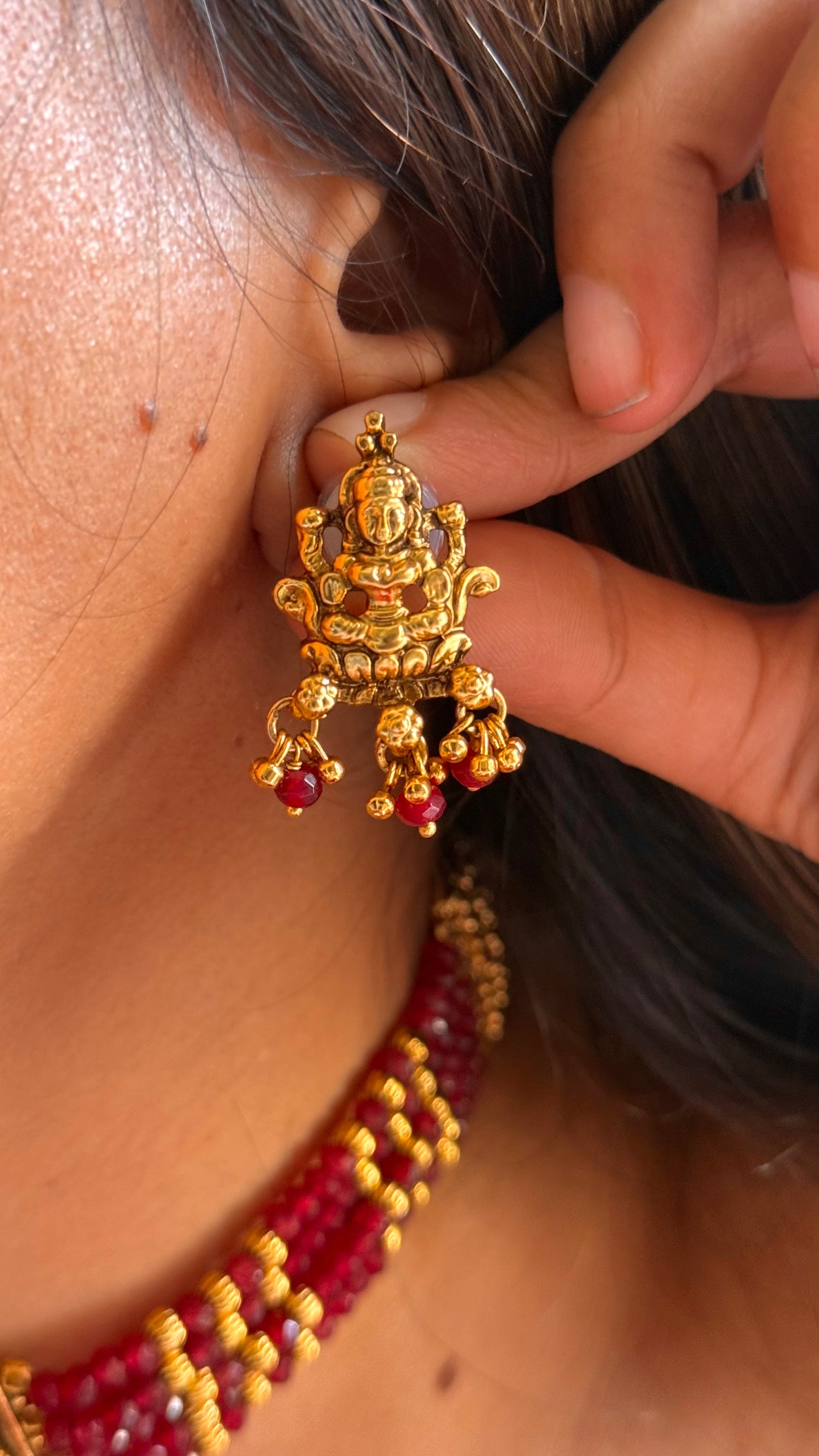 Goddess Laxmi ruby choker set